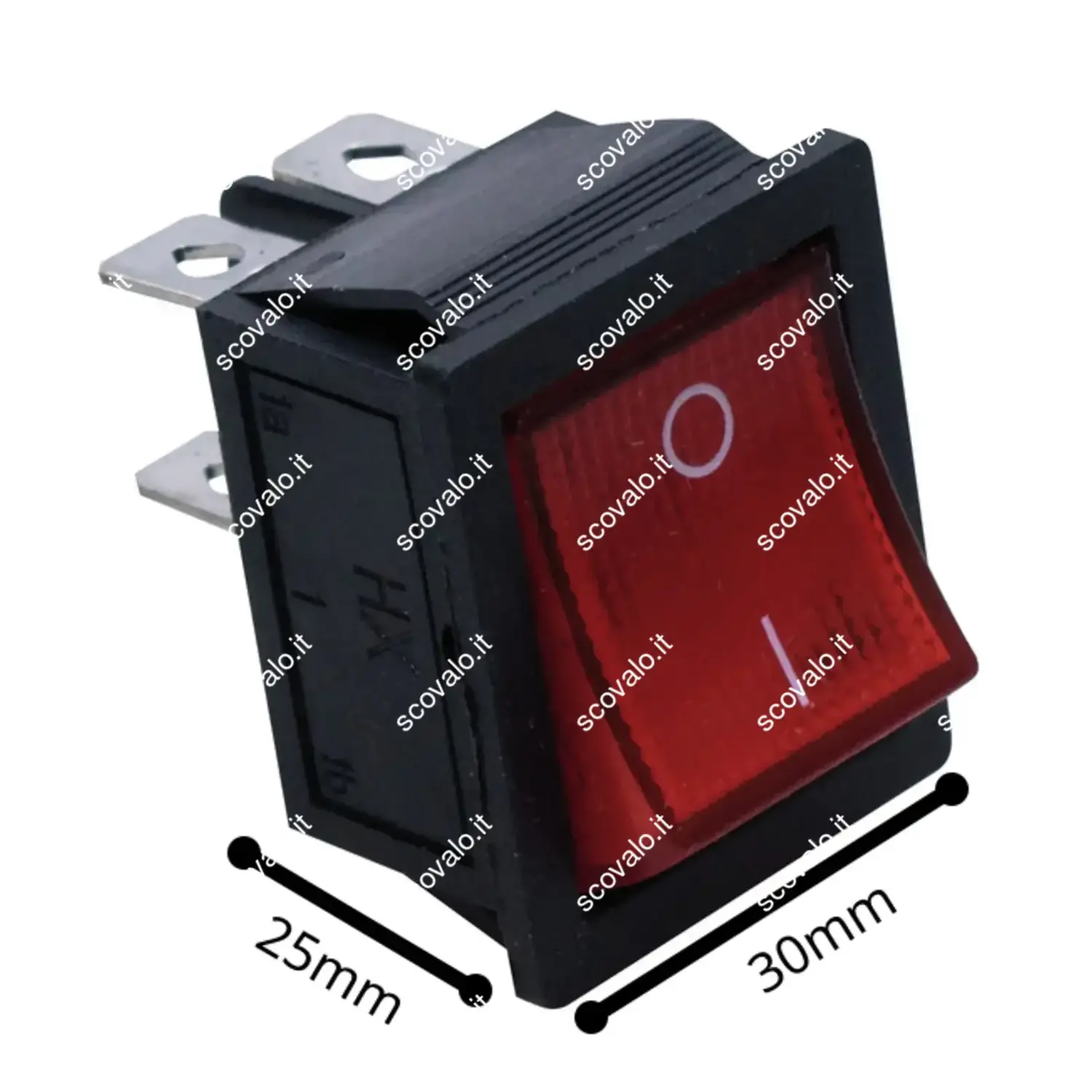 immagine interruttore a bilanciere bipolare 0-1 luminoso 16a rosso
