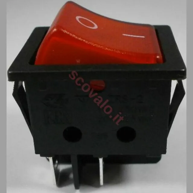 immagine interruttore a bilanciere bipolare 0-1 luminoso rosso CE 220-240 volt 16A var 015285