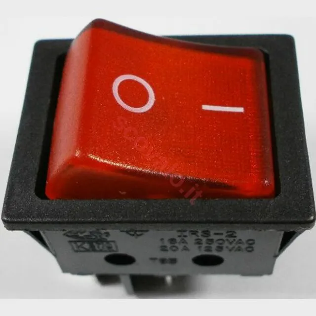 immagine interruttore a bilanciere bipolare 0-1 luminoso rosso CE 220-240 volt 16A var 015285