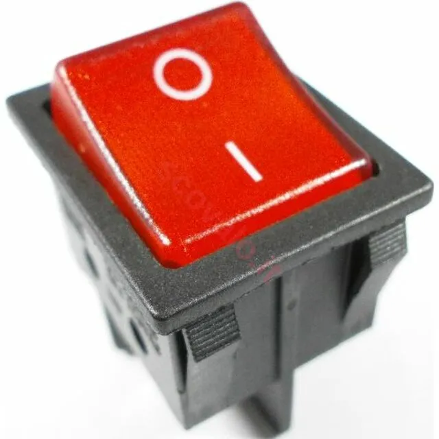 immagine interruttore a bilanciere bipolare 0-1 luminoso rosso CE 220-240 volt 16A var 015285