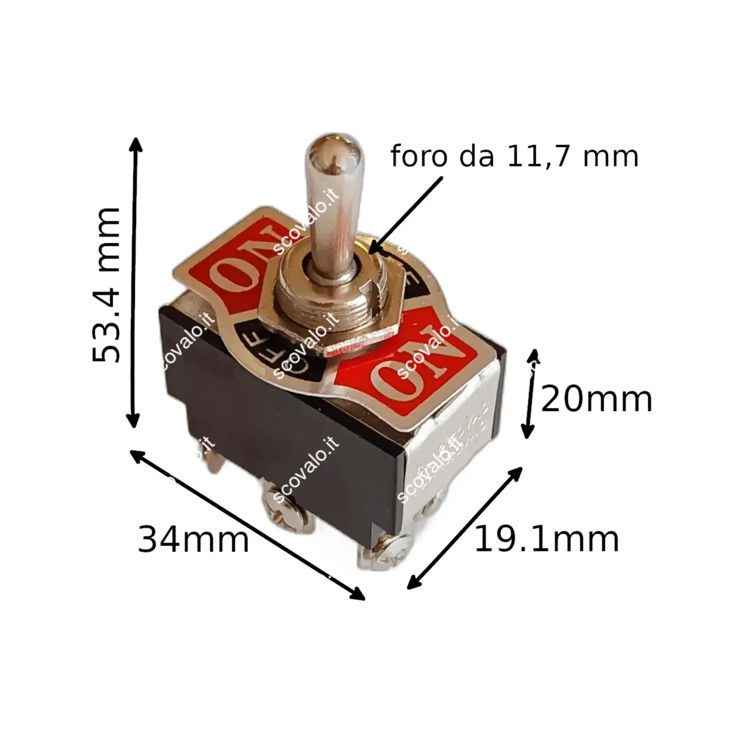 immagine interruttore a levetta 2 posizioni on-off-on connessioni vite bipolare