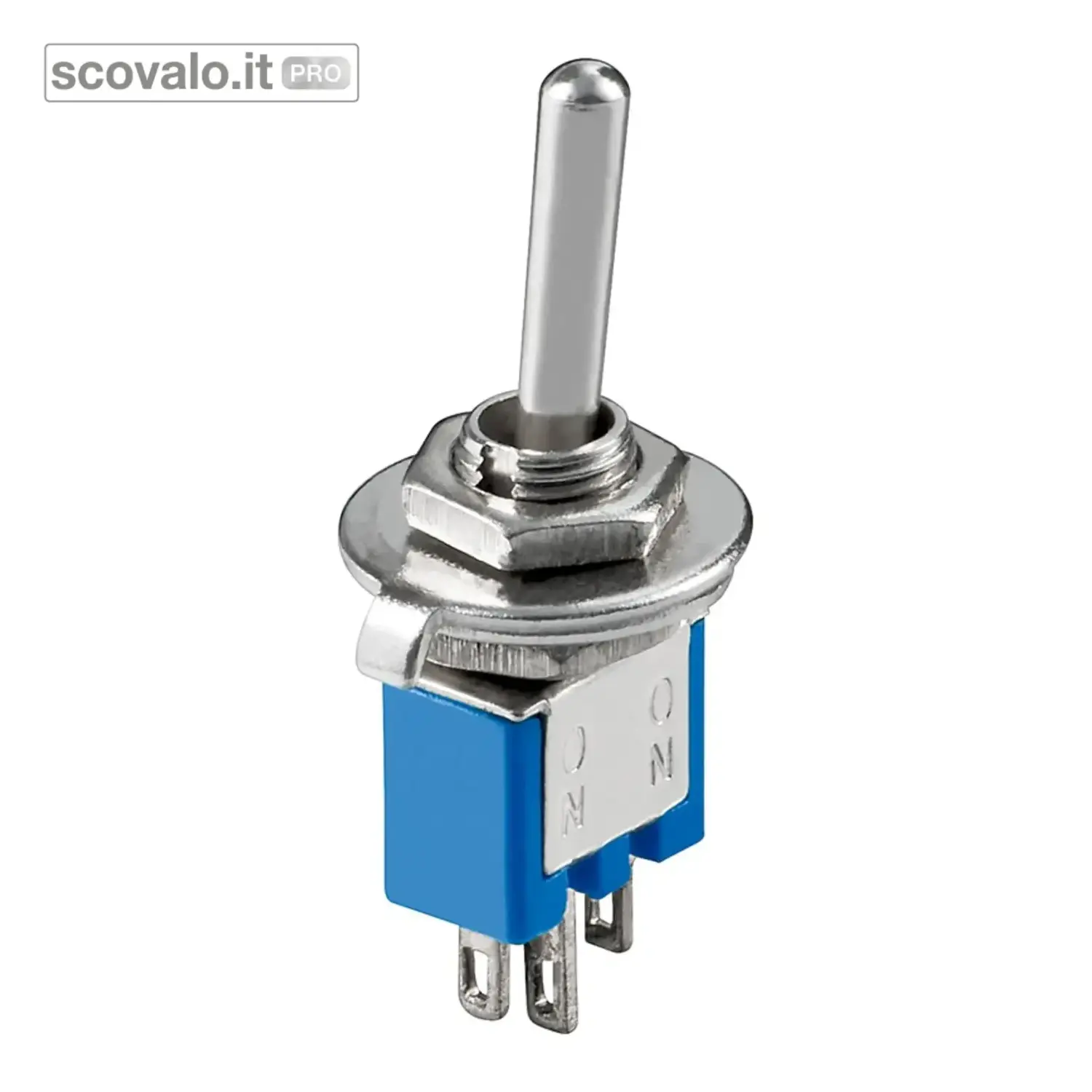 immagine del prodotto Interruttore Levetta Subminiatura 3 Pin NC-COM-NO 3A 125V Foro 5mm Blu