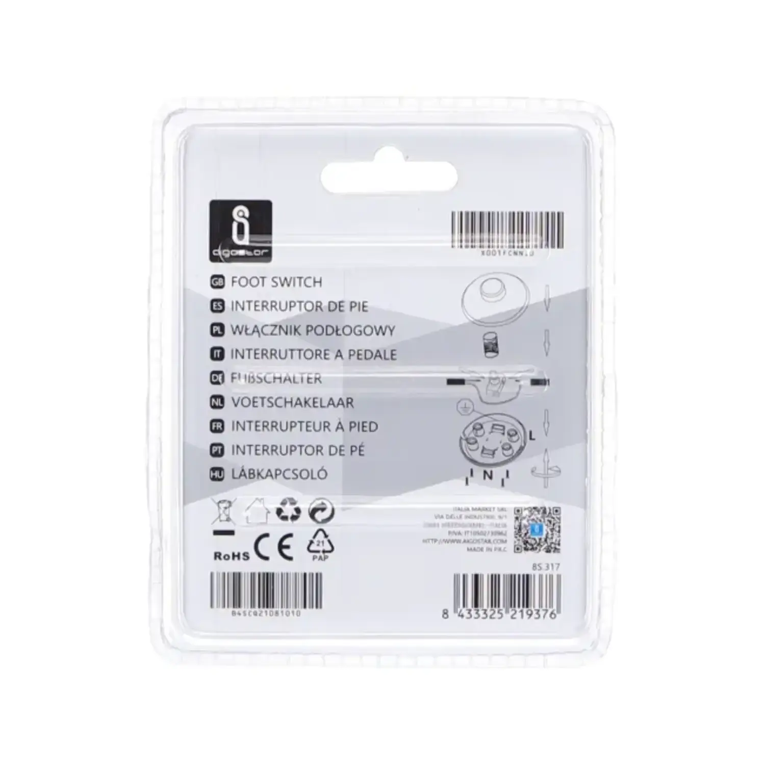 immagine interruttore a pedale 250v 2A bianco