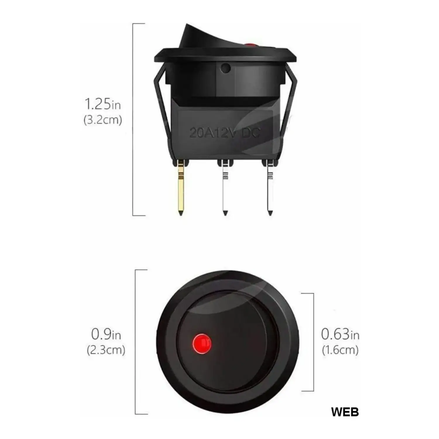 immagine Interruttore Bilanciere Luminoso Blu 12V LED SPST 20mm 20A ON-OFF