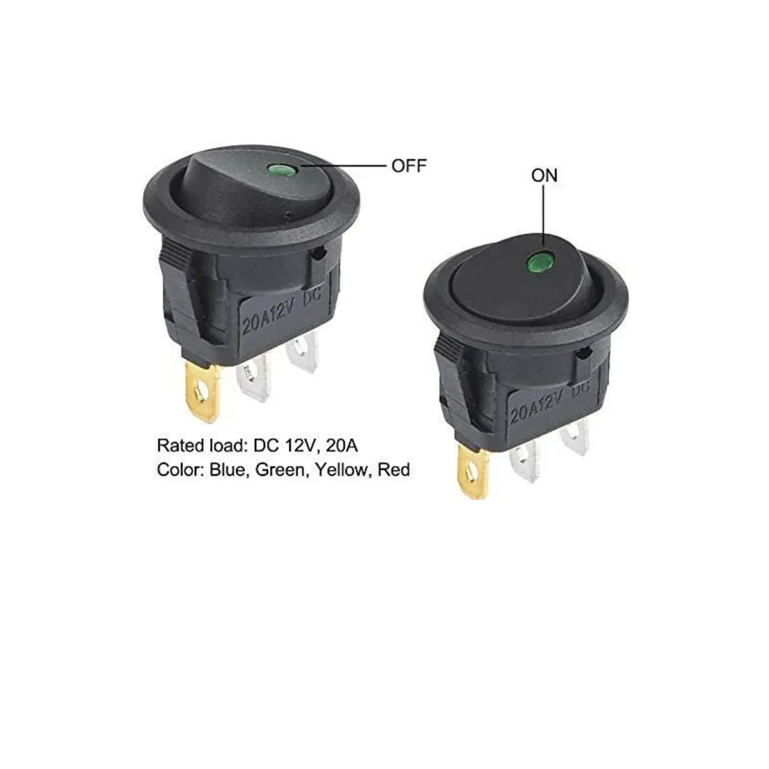 immagine Interruttore Bilanciere Luminoso Blu 12V LED SPST 20mm 20A ON-OFF
