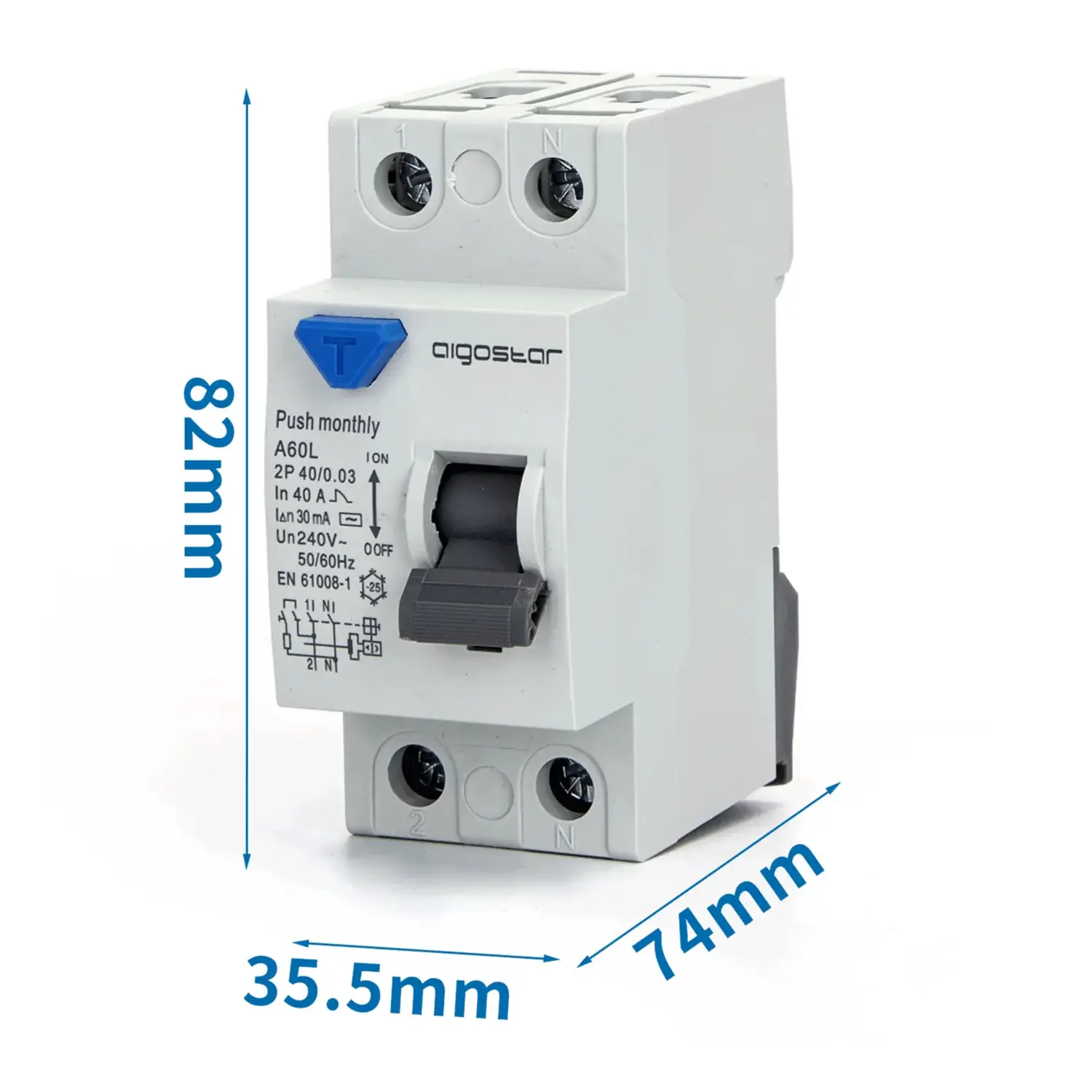 immagine del prodotto Interruttore differenziale 2P 40A 30mA AC  grigio