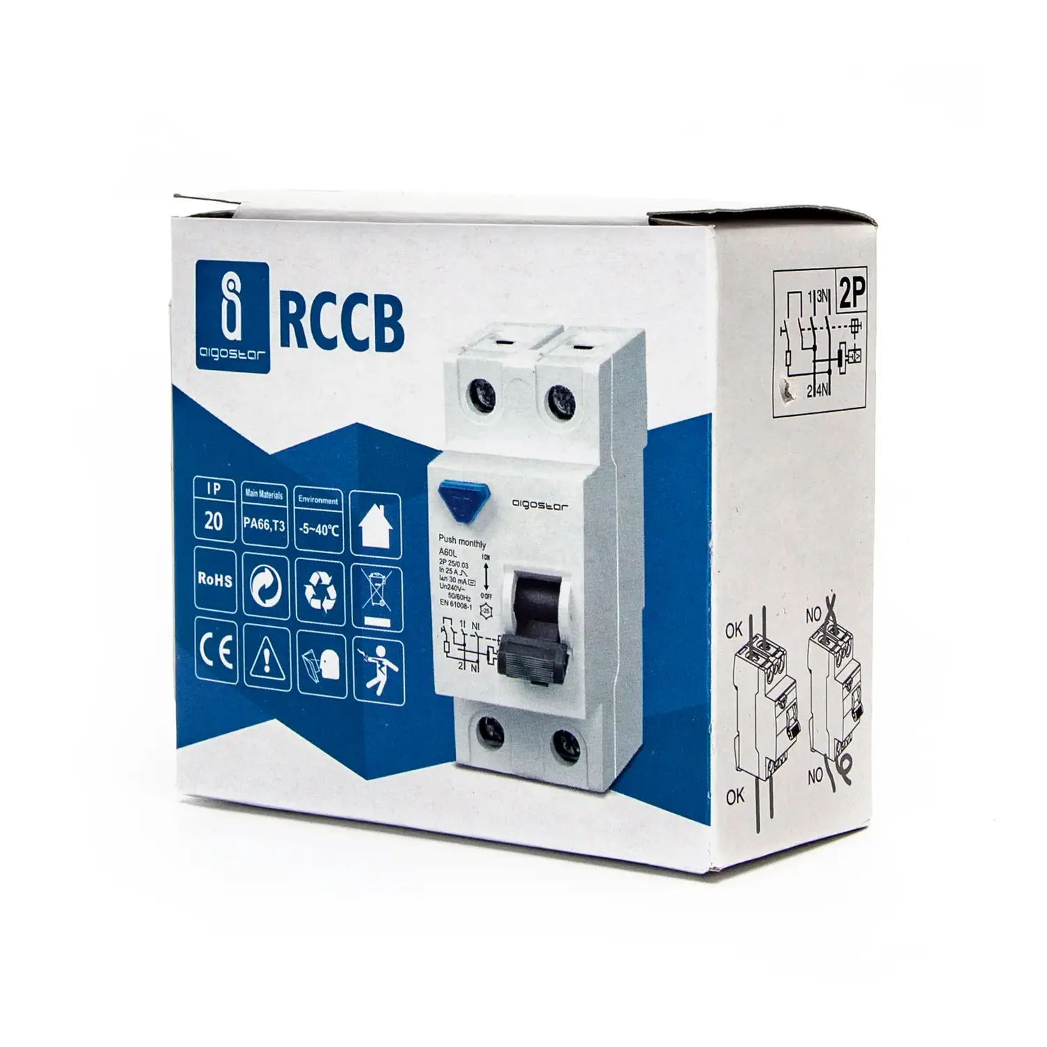 immagine Interruttore differenziale 2P 40A 30mA AC  grigio