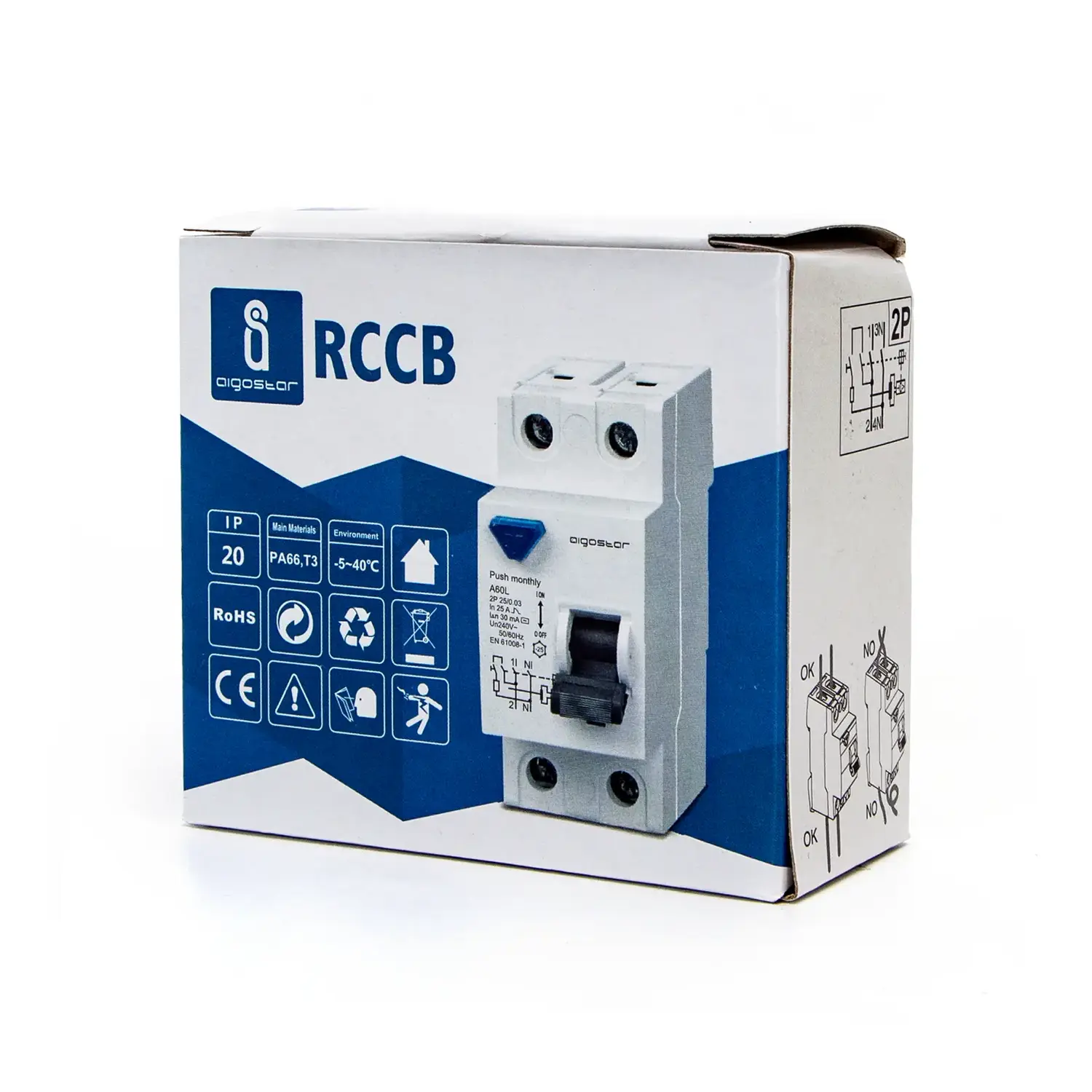 immagine Interruttore differenziale 2P 50A 30mA AC  grigio