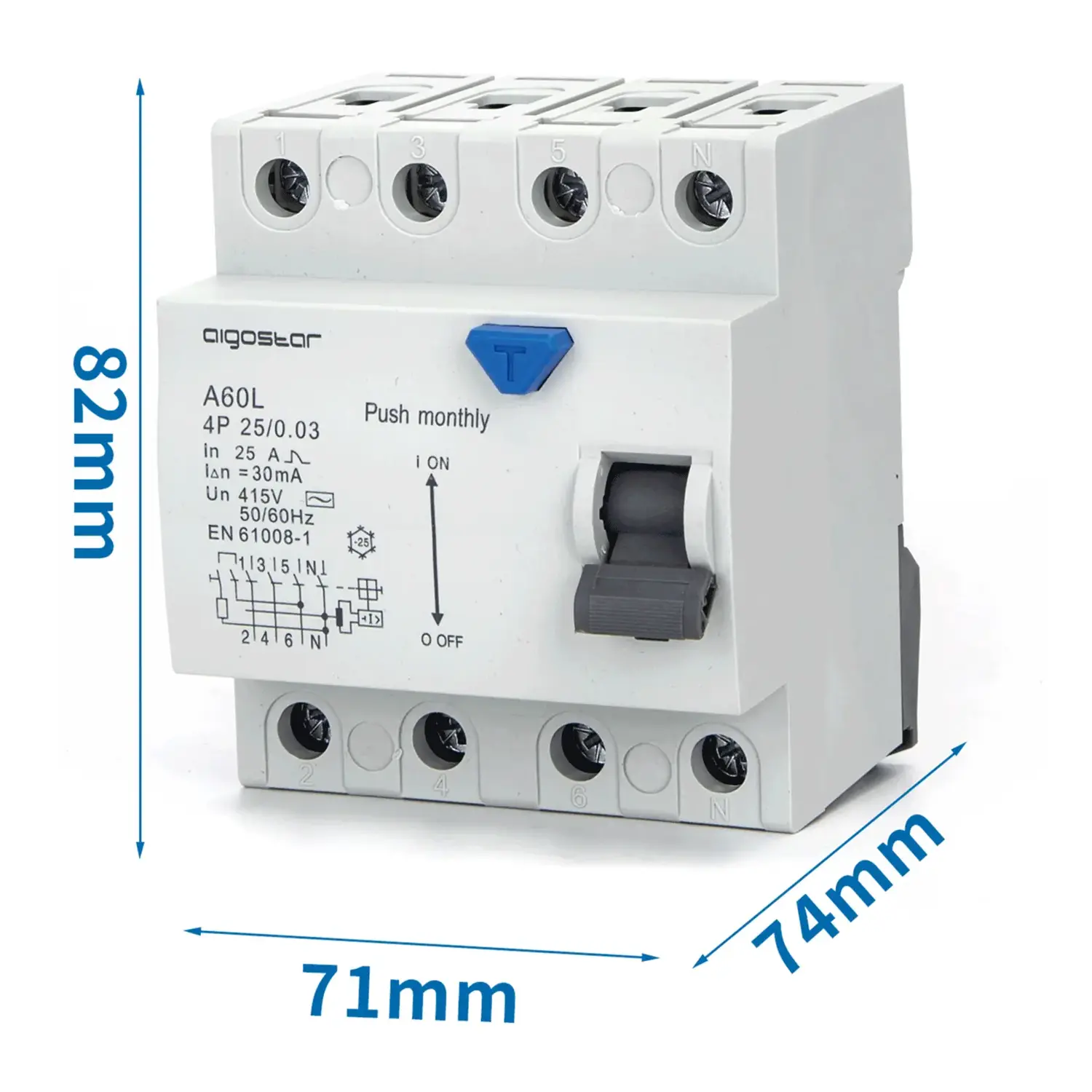 immagine del prodotto Interruttore differenziale 4P 25A 30mA AC  grigio