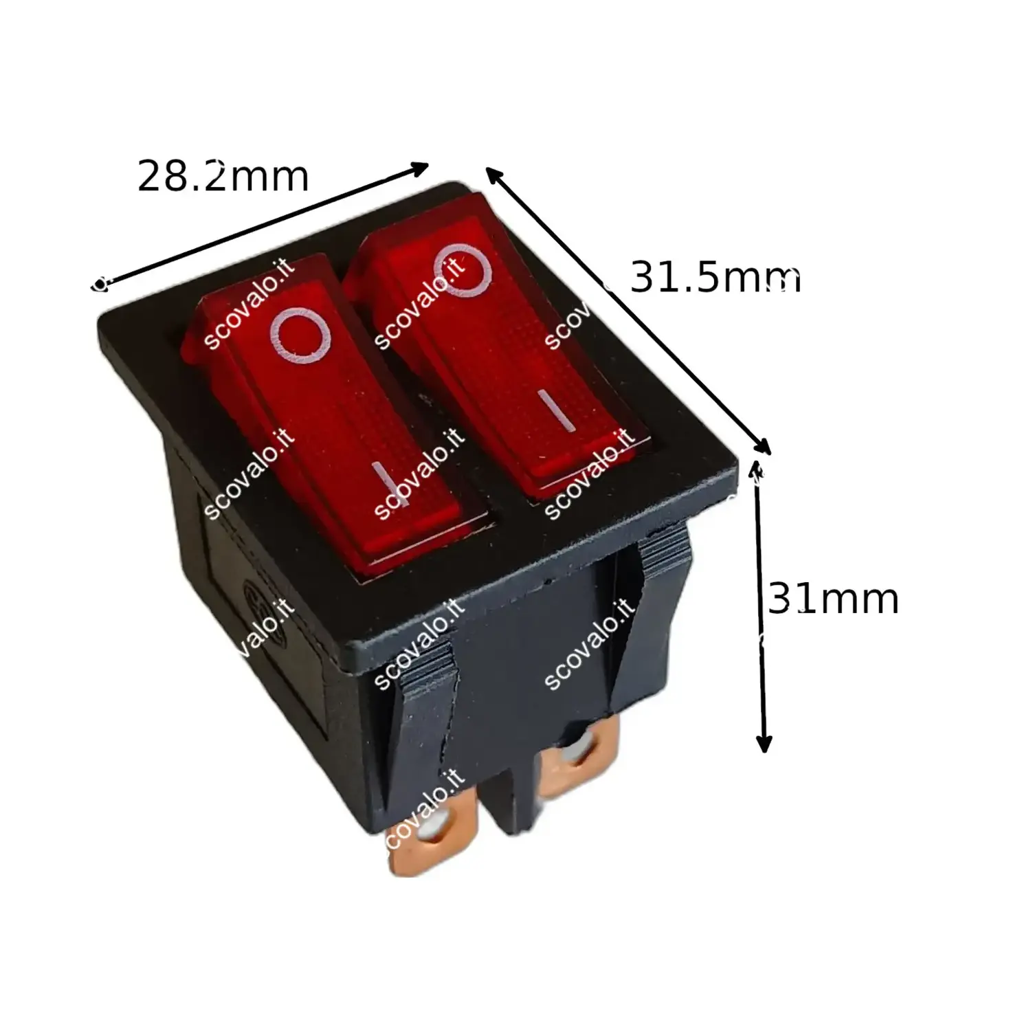 immagine interruttore bilanciere doppio bipolare 0-1 luminoso rosso