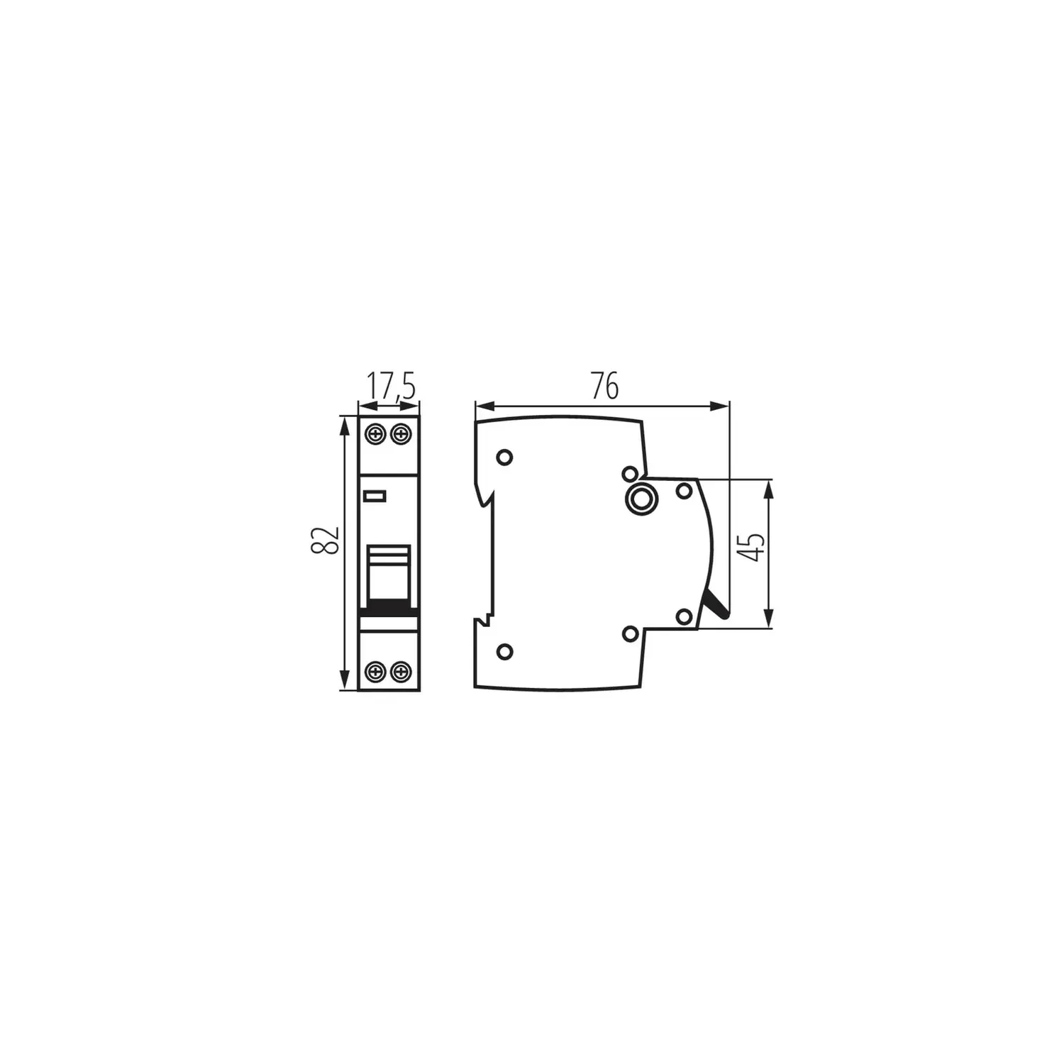 immagine interruttore magnetotermico 6ka 1p+n cortocircuito din 16a 1 modulo