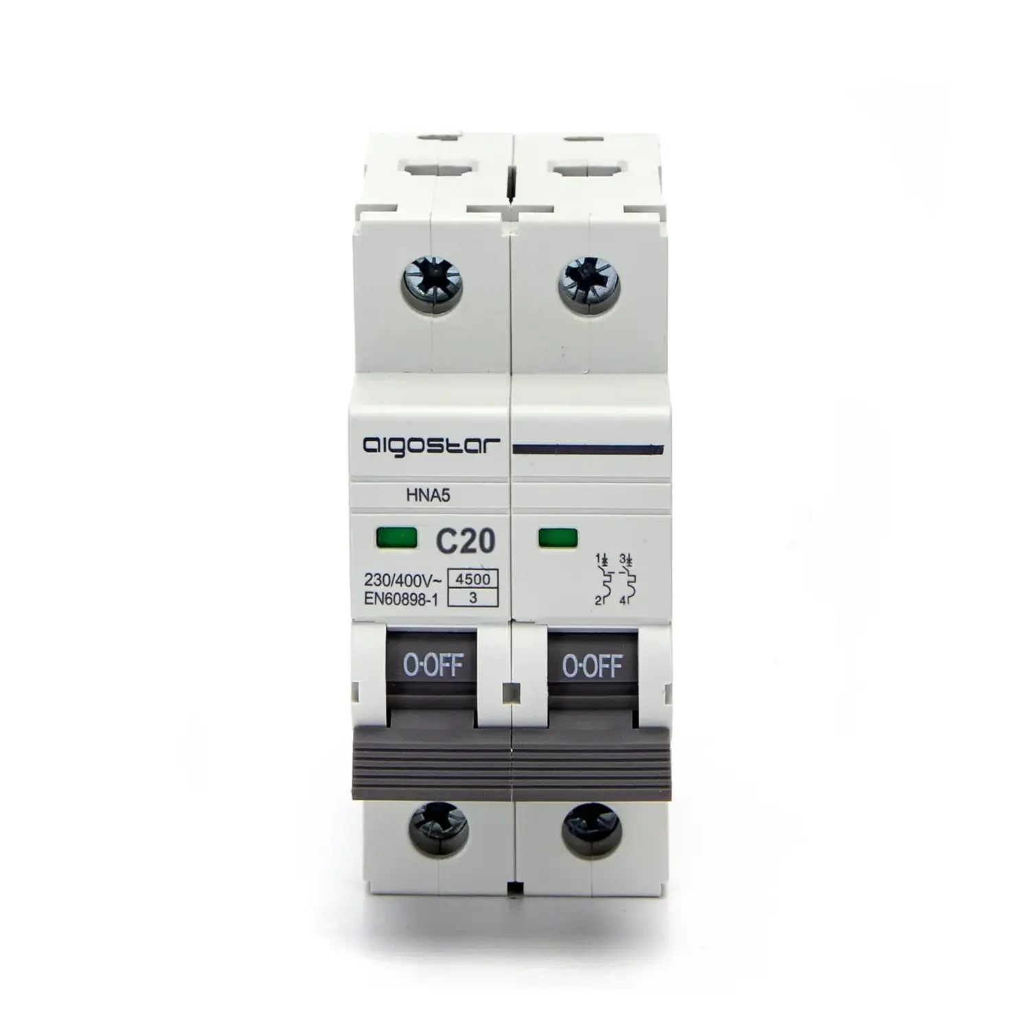 immagine del prodotto interruttore magnetotermico 1P+N 230volt barra din 20a 2 moduli
