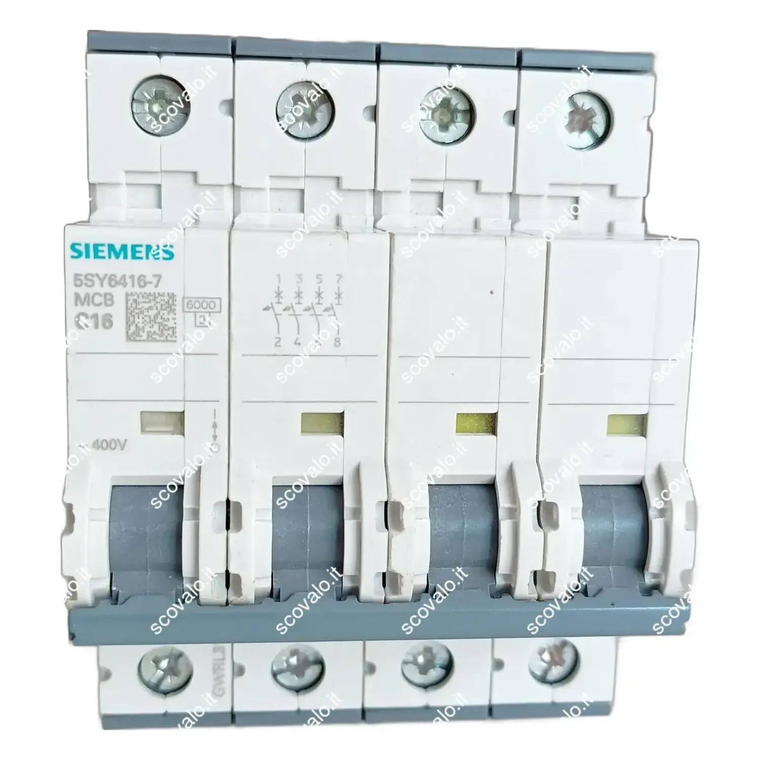 immagine interruttore magnetotermico 4p 16A 6k siemens da quadro 400v
