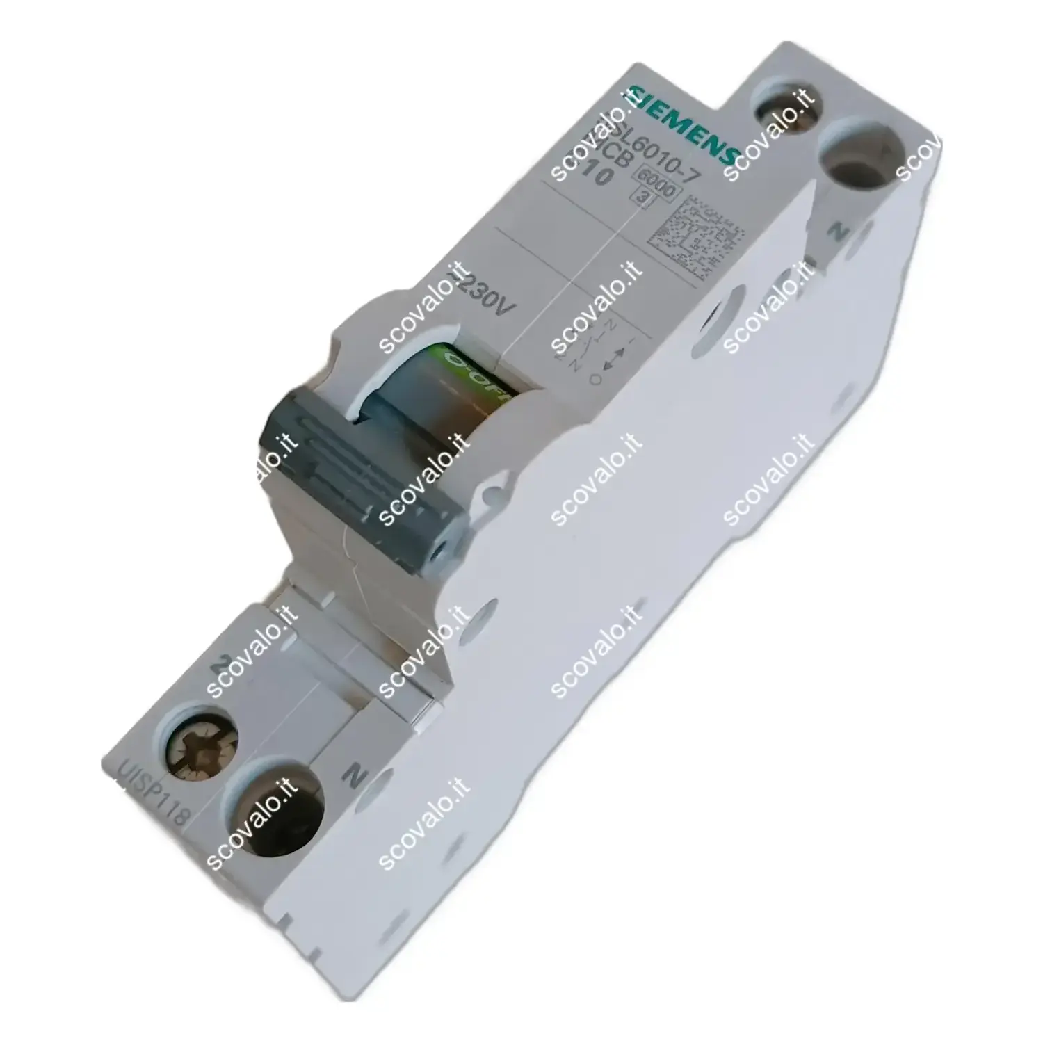 immagine interruttore magnetotermico 6000a 1p+n slim 230volt barra din 10a 1 modulo