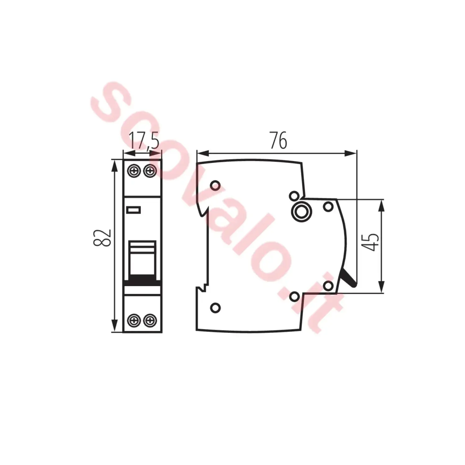 immagine interruttore magnetotermico 6ka 1p+n cortocircuito din 10a 1 modulo