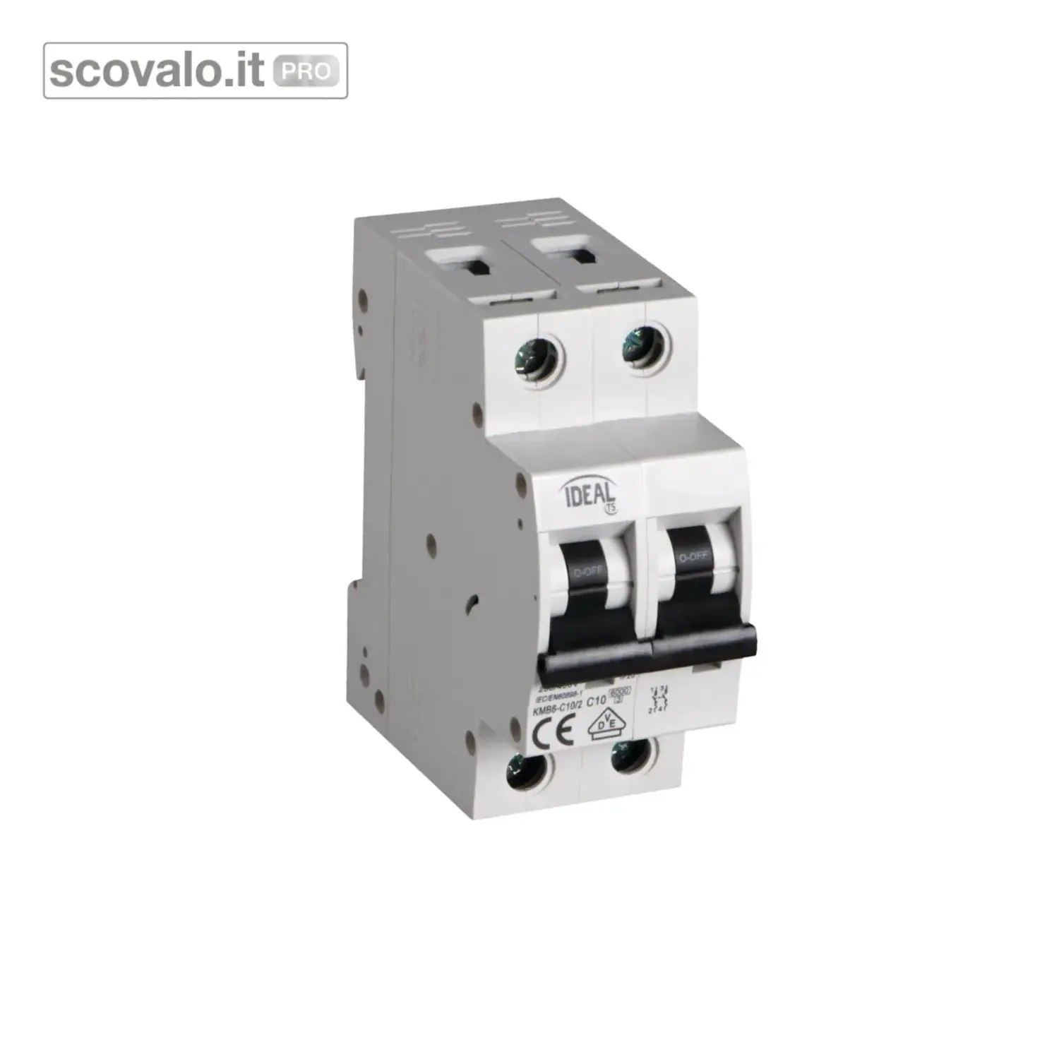 immagine del prodotto Interruttore Magnetotermico 1P+N 10A Curva C 6kA 2 Moduli DIN 230V