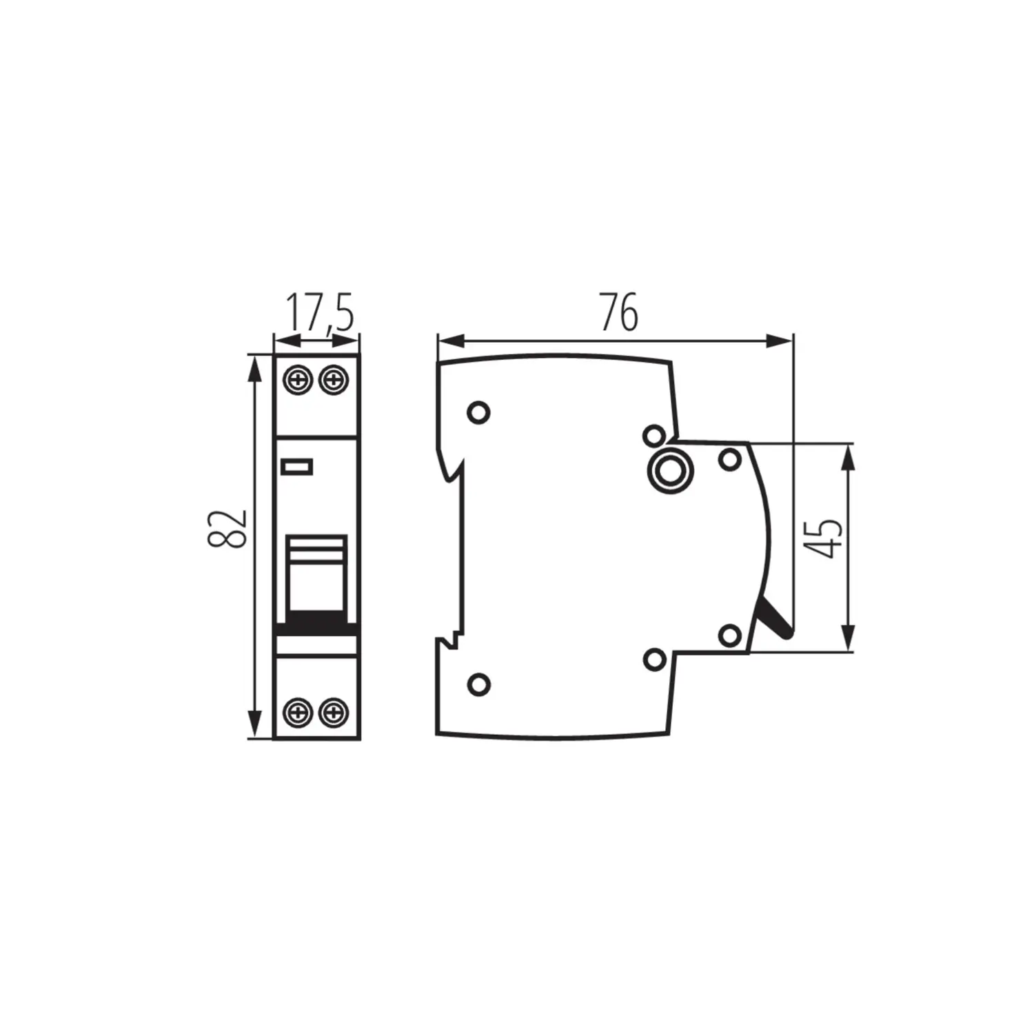 immagine interruttore magnetotermico 6ka 1p+n cortocircuito din 25a 1 modulo