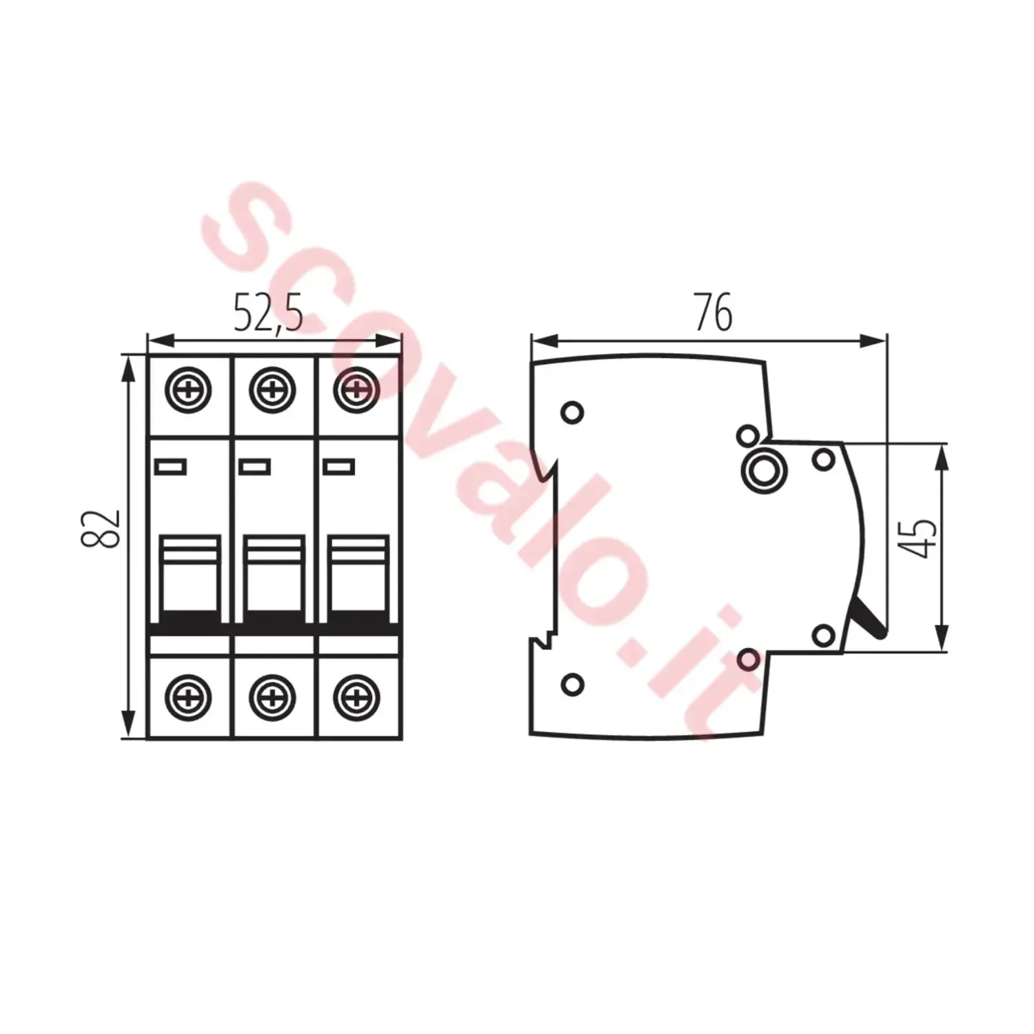 immagine interruttore magnetotermico 6ka 3p trifase 400v cortocircuito din 32a 3 moduli