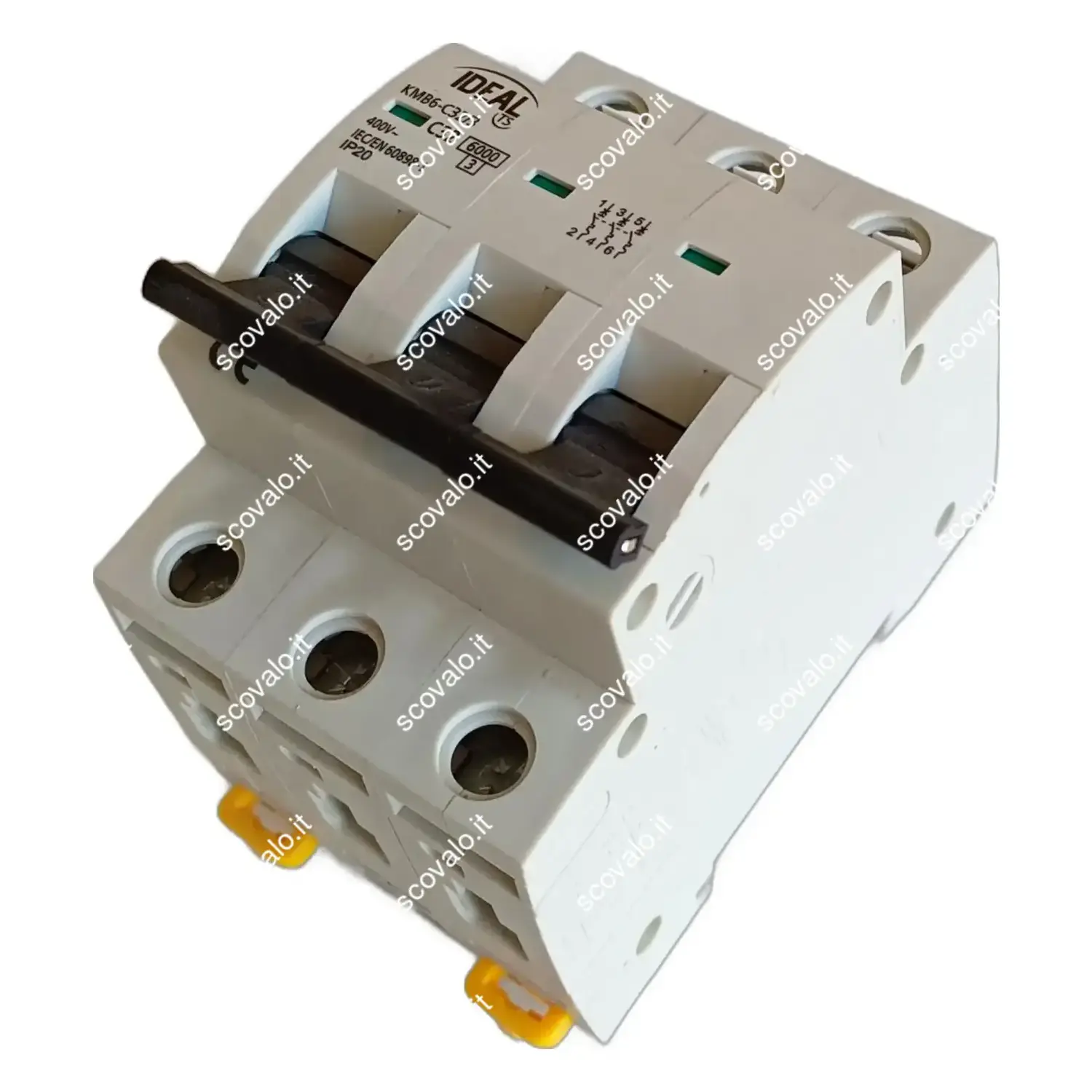 immagine interruttore magnetotermico 6ka 3p trifase 400v cortocircuito din 32a 3 moduli