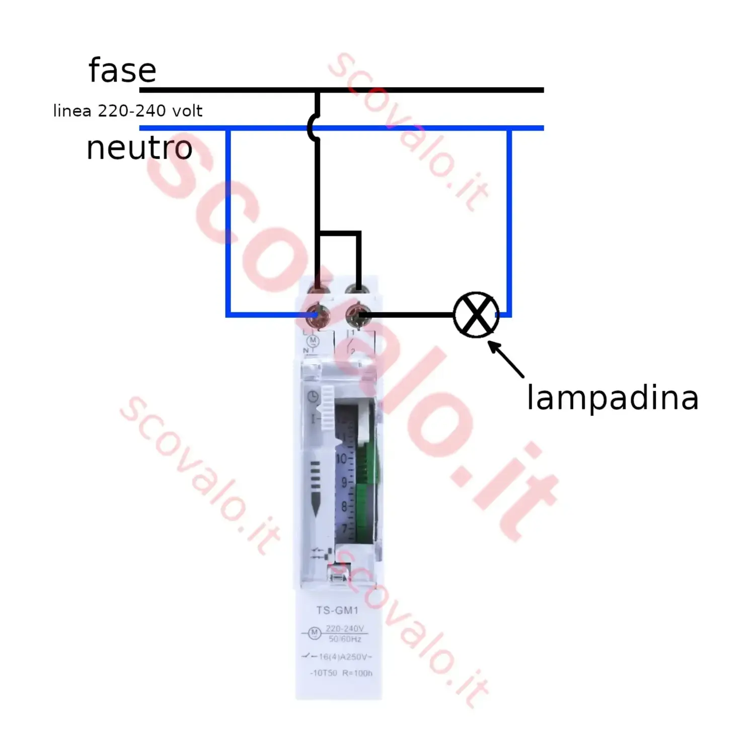 schema collegamento interruttore orario giornaliero