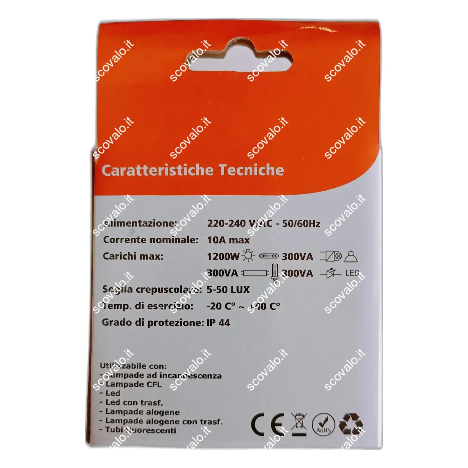 immagine sensore interruttore crepuscolare da esterno regolabile IP44