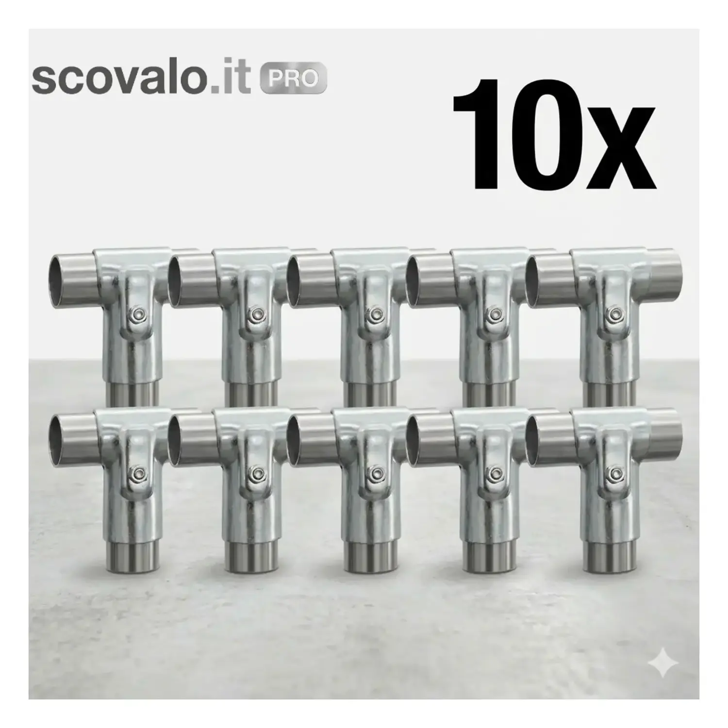 immagine del prodotto KIT 10 Pezzi Morsetto a T per Serre 21mm 1/2" Giunto Tubo Acciaio Zincato