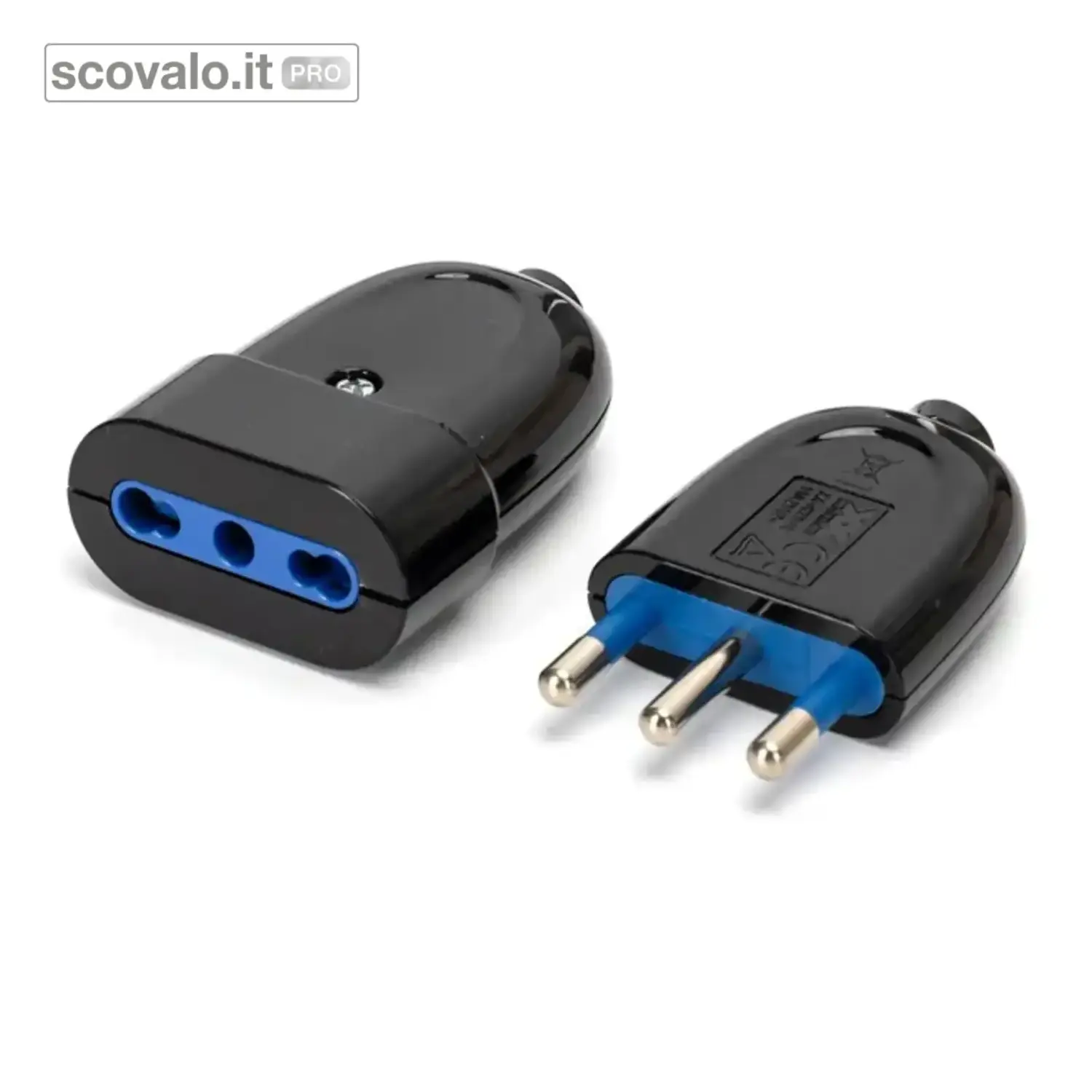 immagine del prodotto Kit Spina e Presa Bipasso 16A 250V P17-11 Nero per Prolunga 3680W