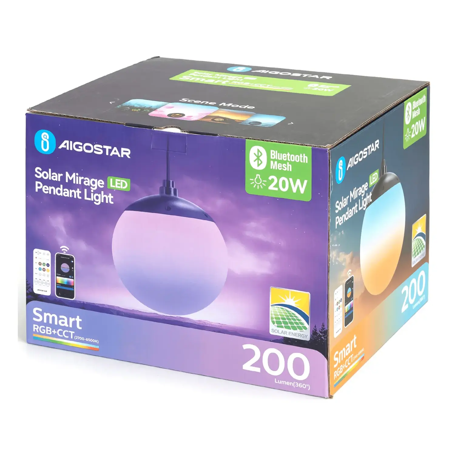 immagine Lampada a sospensione solare smart Mirage con rete Bluetooth, 20W RGBCCT