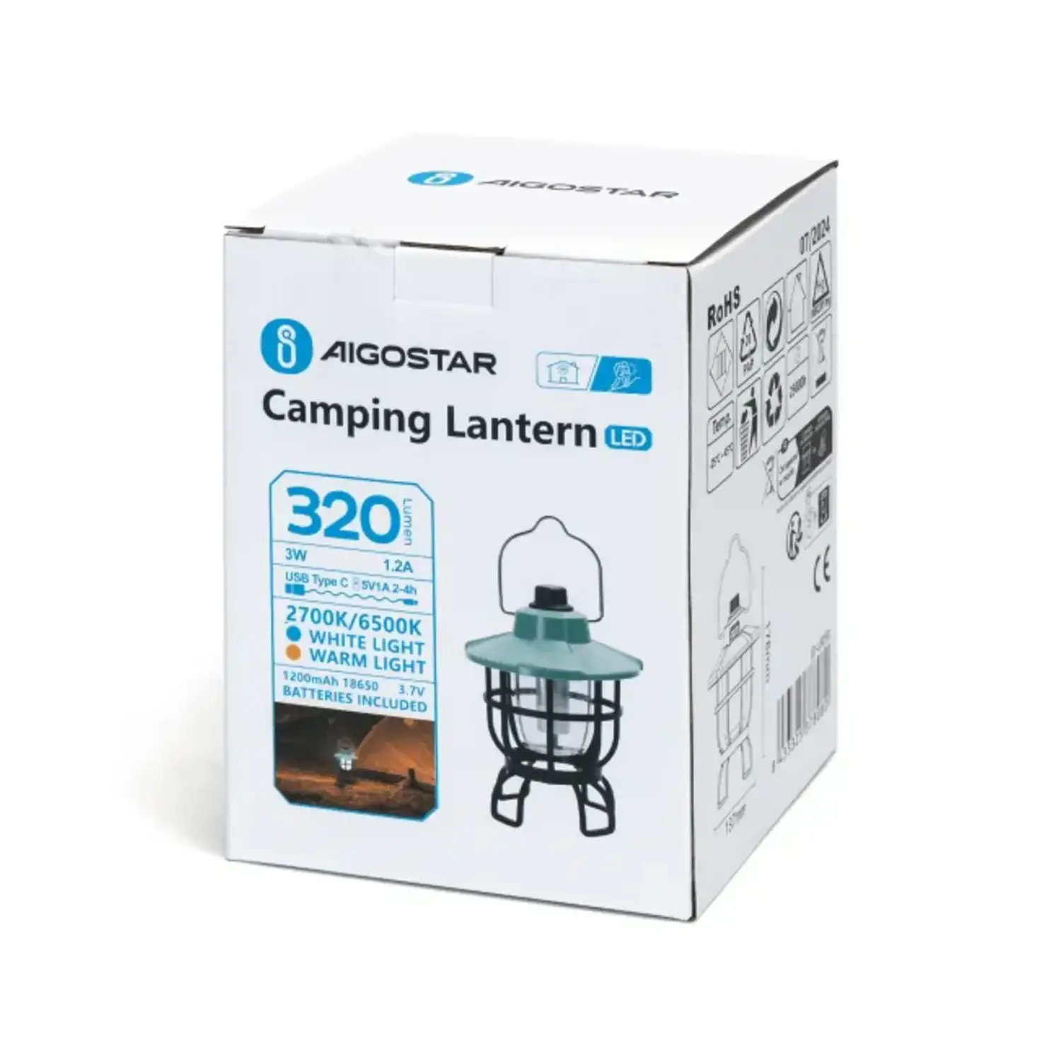 immagine Lampada Campeggio LED Aigostar 3W Ricaricabile USB Luce Calda/Fredda 320lm