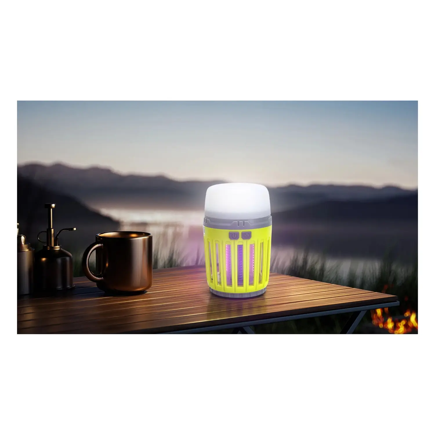 immagine Lampada da campeggio antizanzare 200 lm luce viola + luce rossa + luce bianca ricarica USB verde