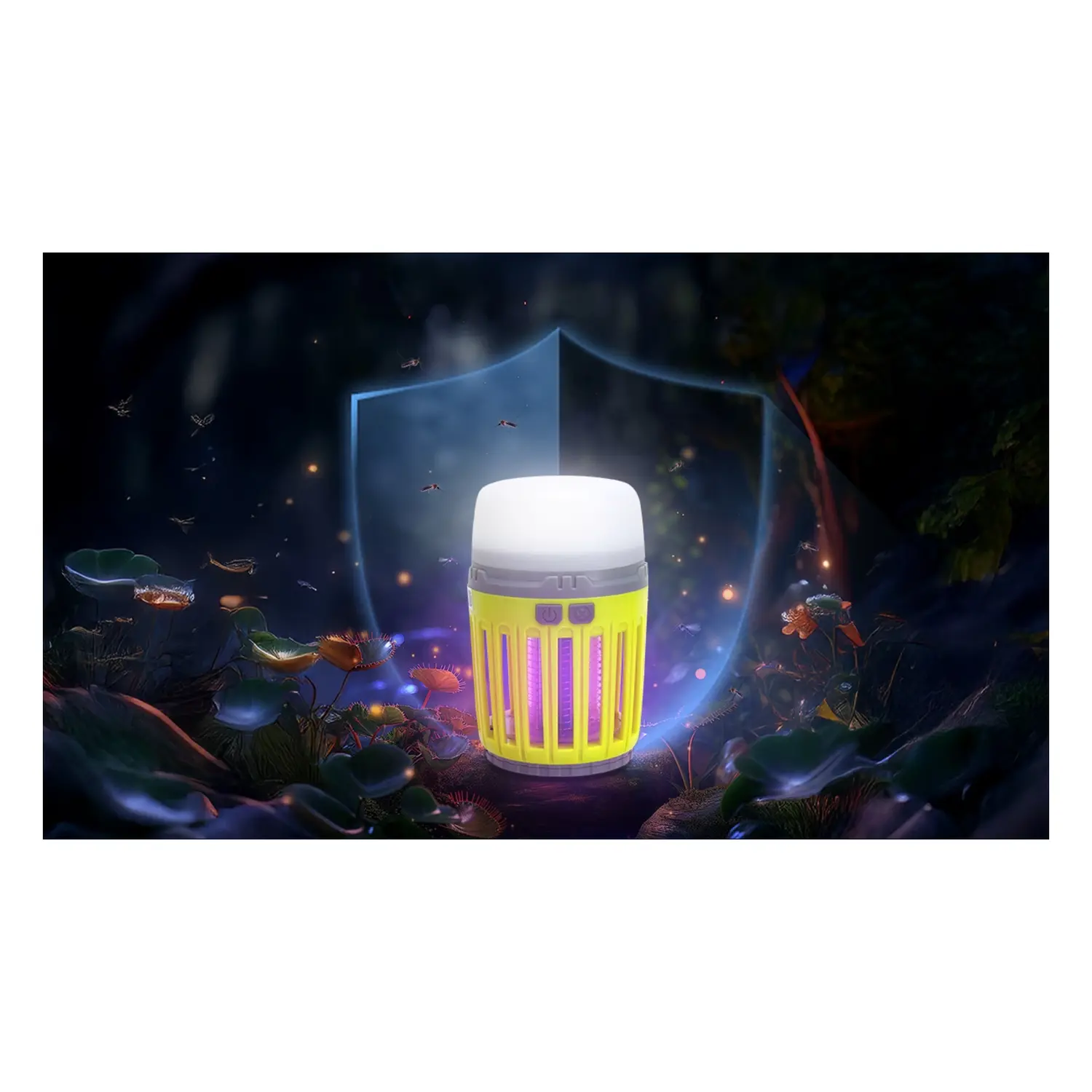 immagine Lampada da campeggio antizanzare 200 lm luce viola + luce rossa + luce bianca ricarica USB verde