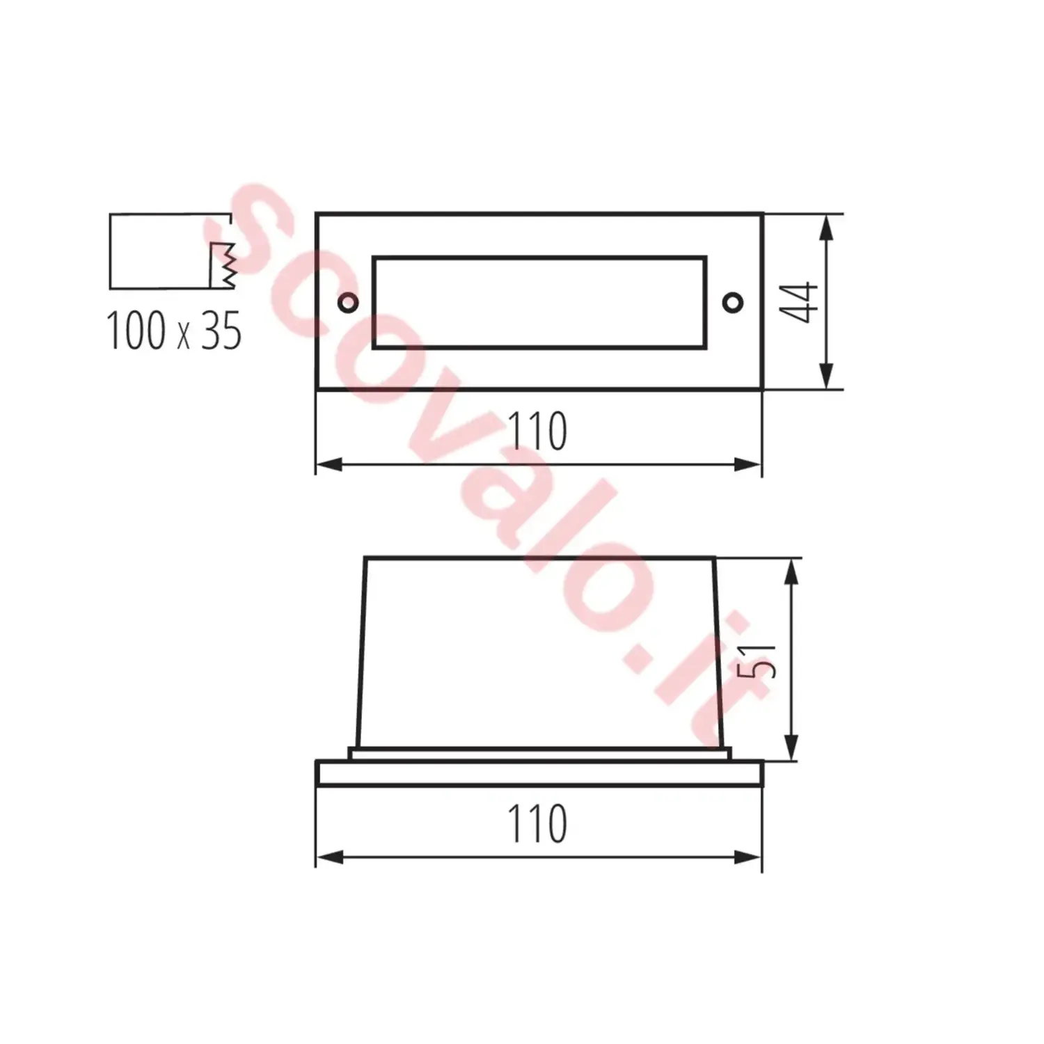 immagine lampada da incasso segnapasso taxi 230v 0,60 watt bianco naturale cromo satinato rettangolare