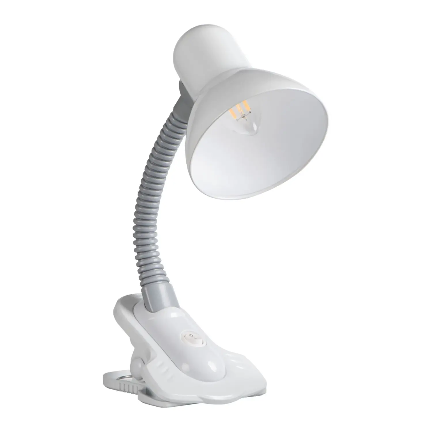 immagine lampada da scrivania con pinza snodabile 230v e27 grigio