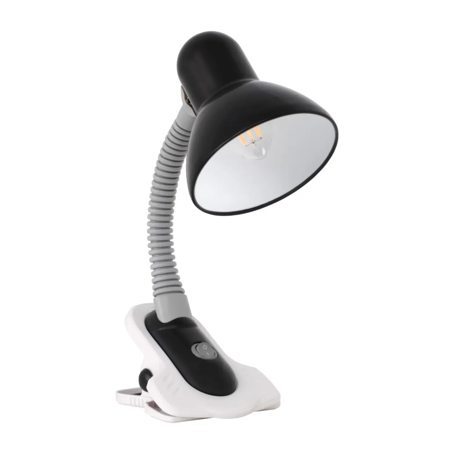 immagine lampada da scrivania con pinza snodabile 230v e27 nero