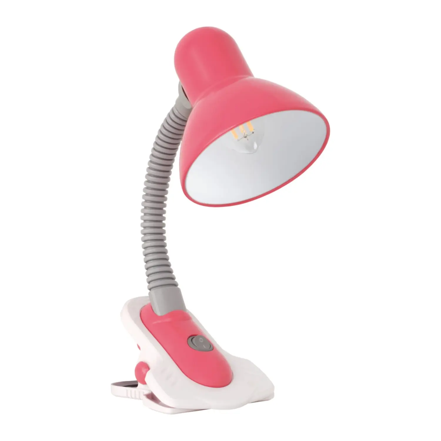 immagine lampada da scrivania con pinza snodabile 230v e27 rosa