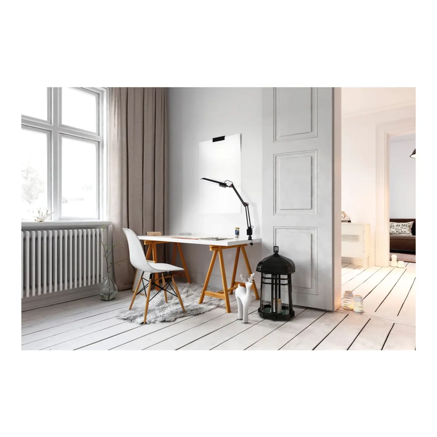 immagine lampada da scrivania tavolo led con braccio e morsetto studio 4,8 watt nero