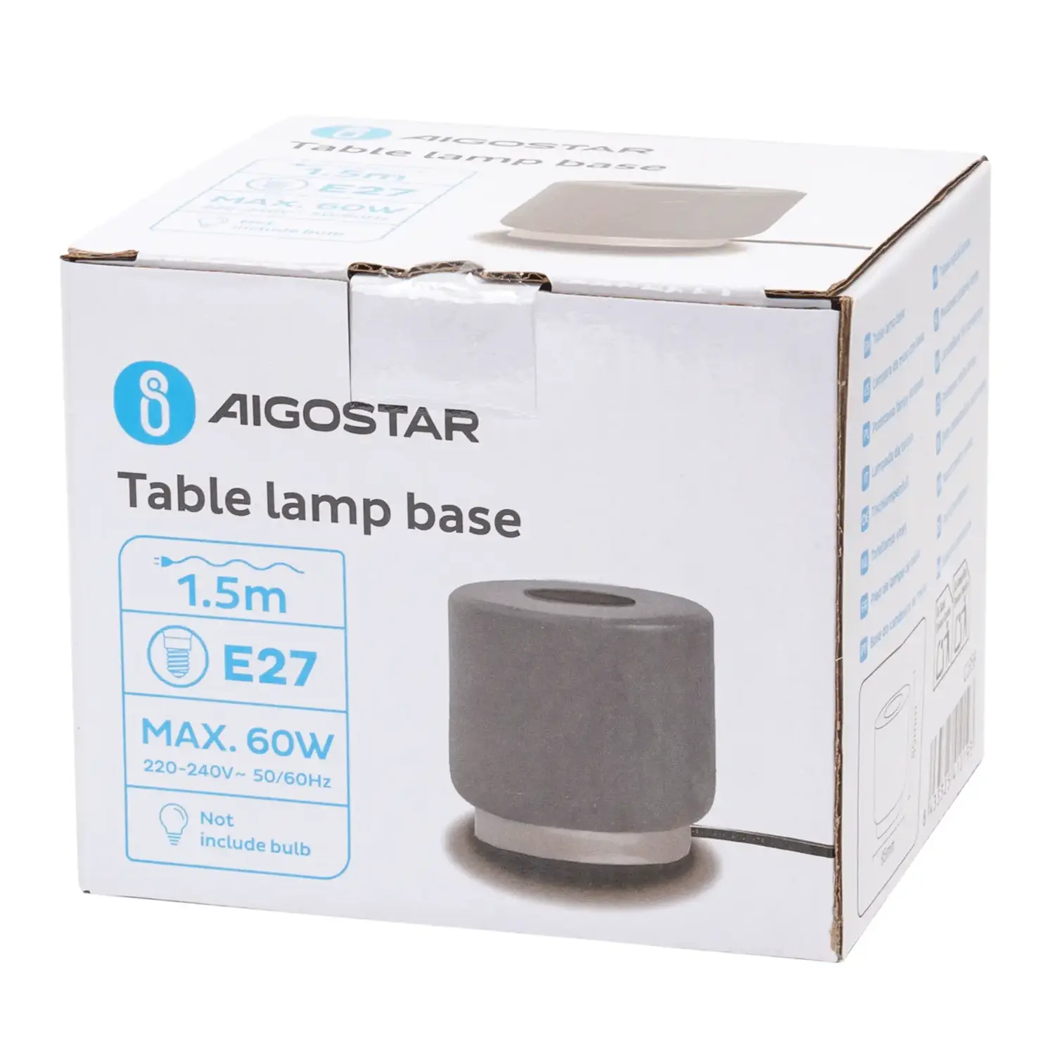 immagine Lampada da tavolo, lampadina non inclusa, E27, grigio e argento, cilindrica