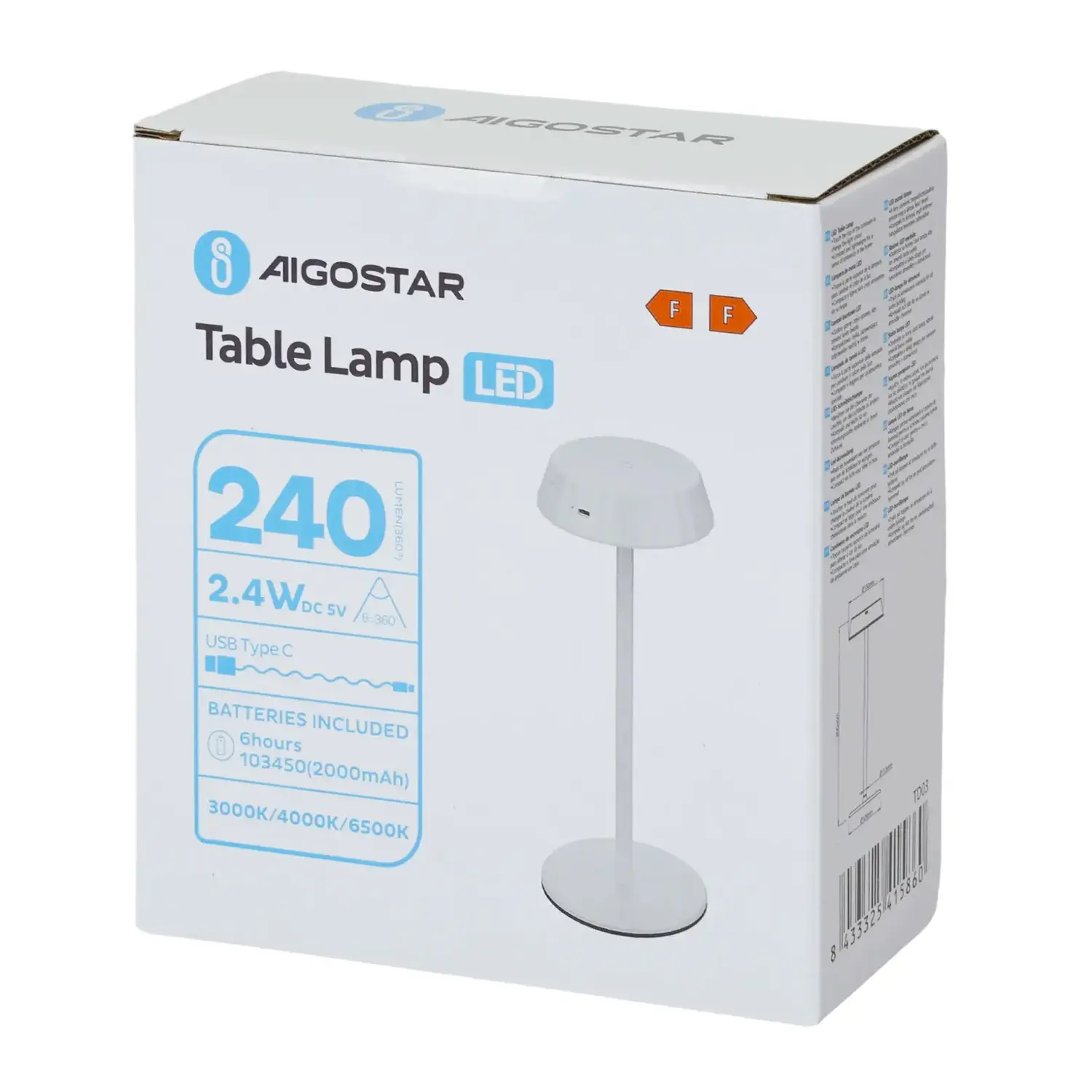 immagine Lampada da tavolo LED Ambient 2.4W IP20 ricaricabile touch bianco