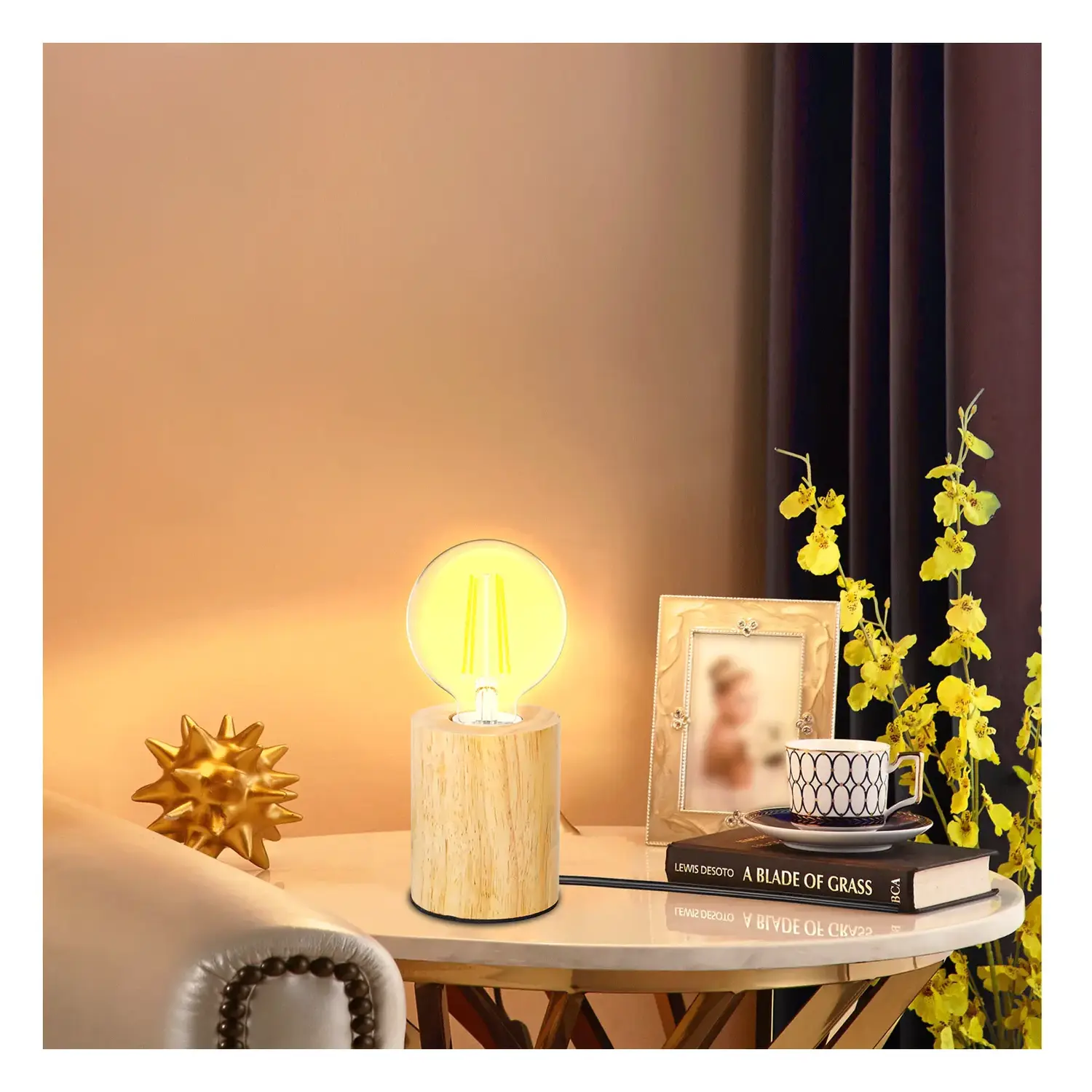 immagine Lampada da tavolo (senza sorgente luminosa)-MAX.60W-E27-Di legno