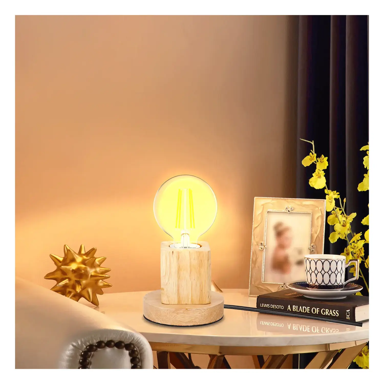 immagine Lampada da tavolo (senza sorgente luminosa)-MAX.60W-E27-Di legno