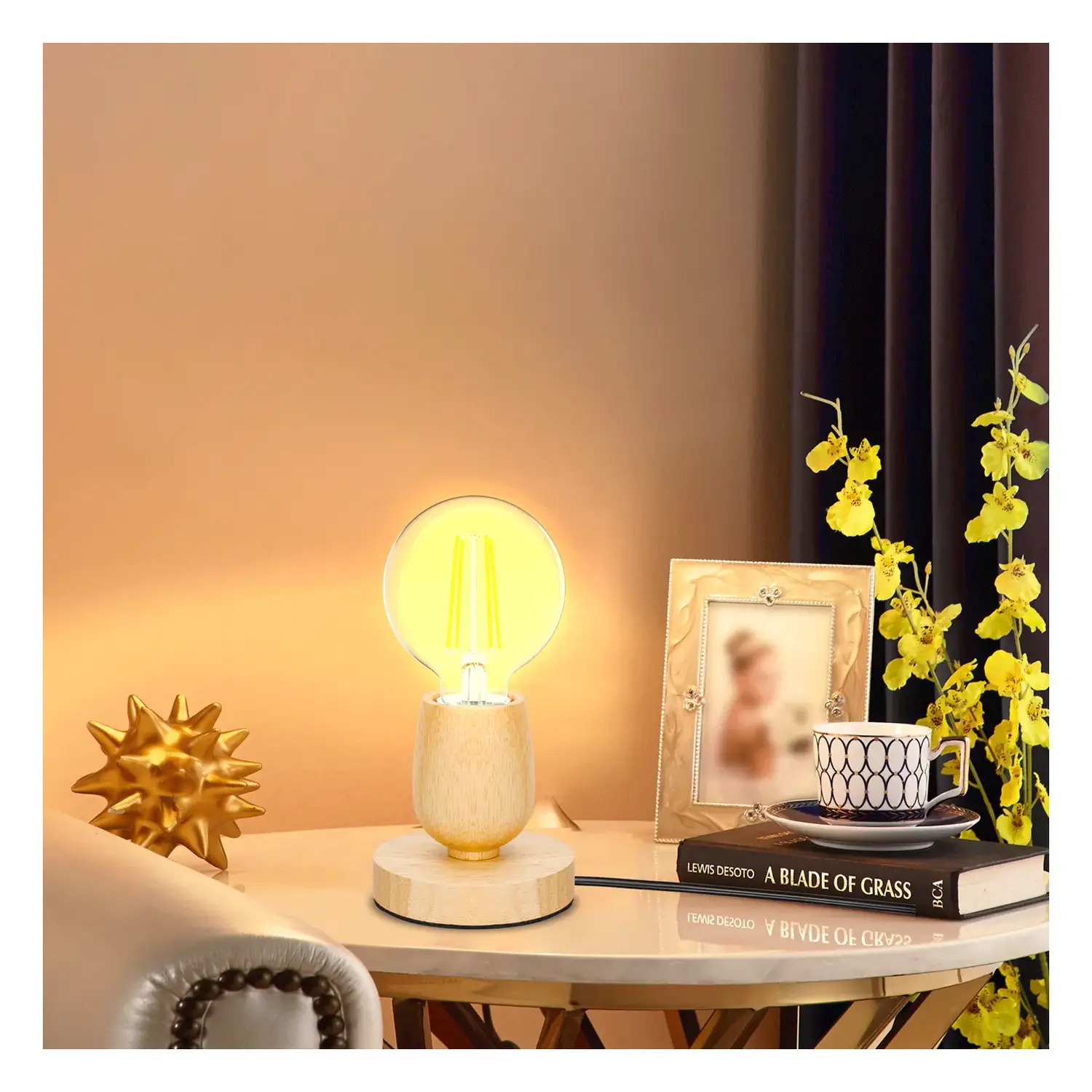 immagine Lampada da tavolo (senza sorgente luminosa)-MAX.60W-E27-Di legno