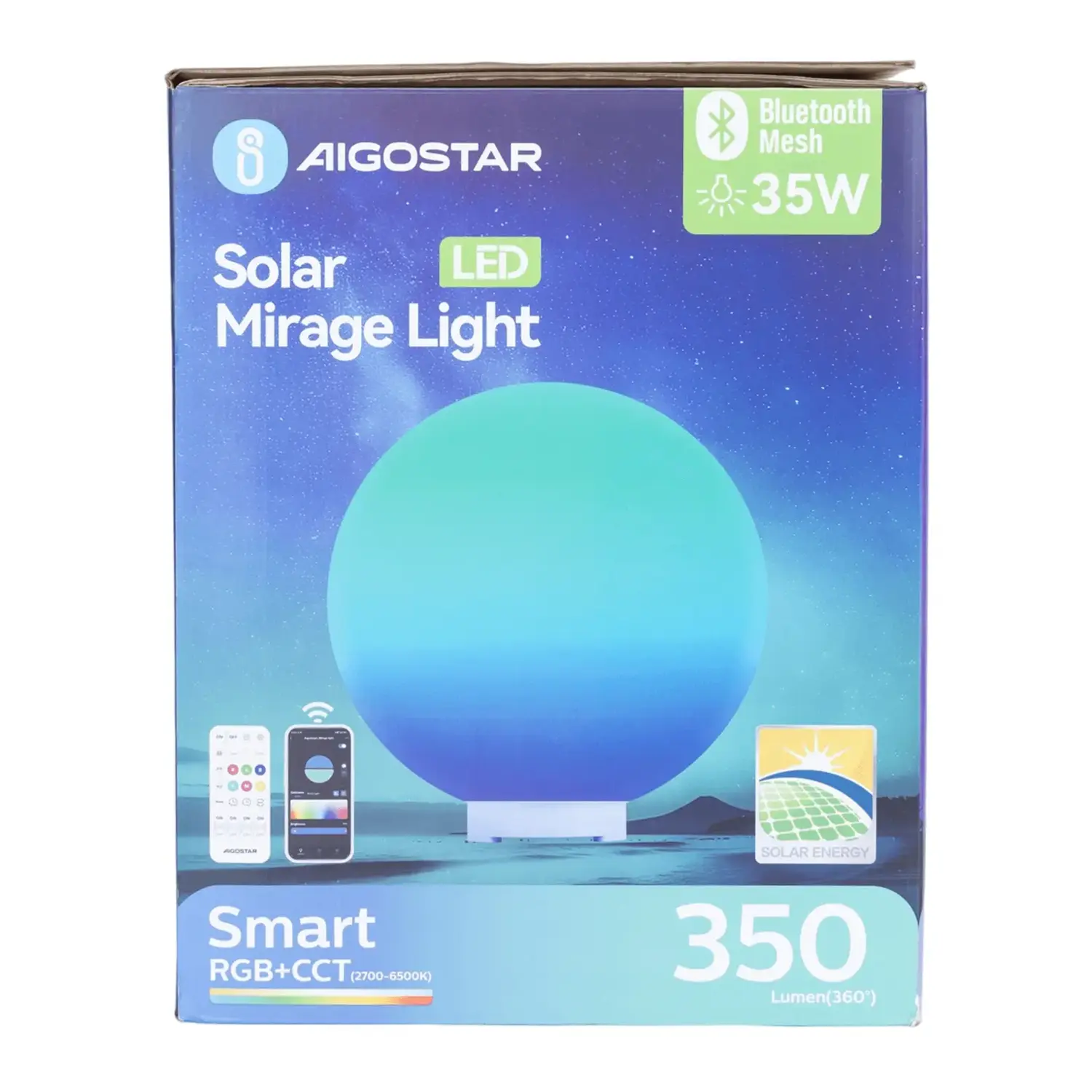 immagine Lampada da terra solare smart Mirage con rete Bluetooth, 35W RGBCCT