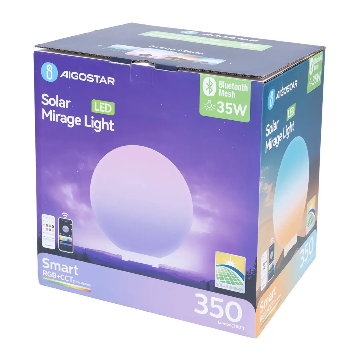 immagine Lampada da terra solare smart Mirage con rete Bluetooth, 35W RGBCCT