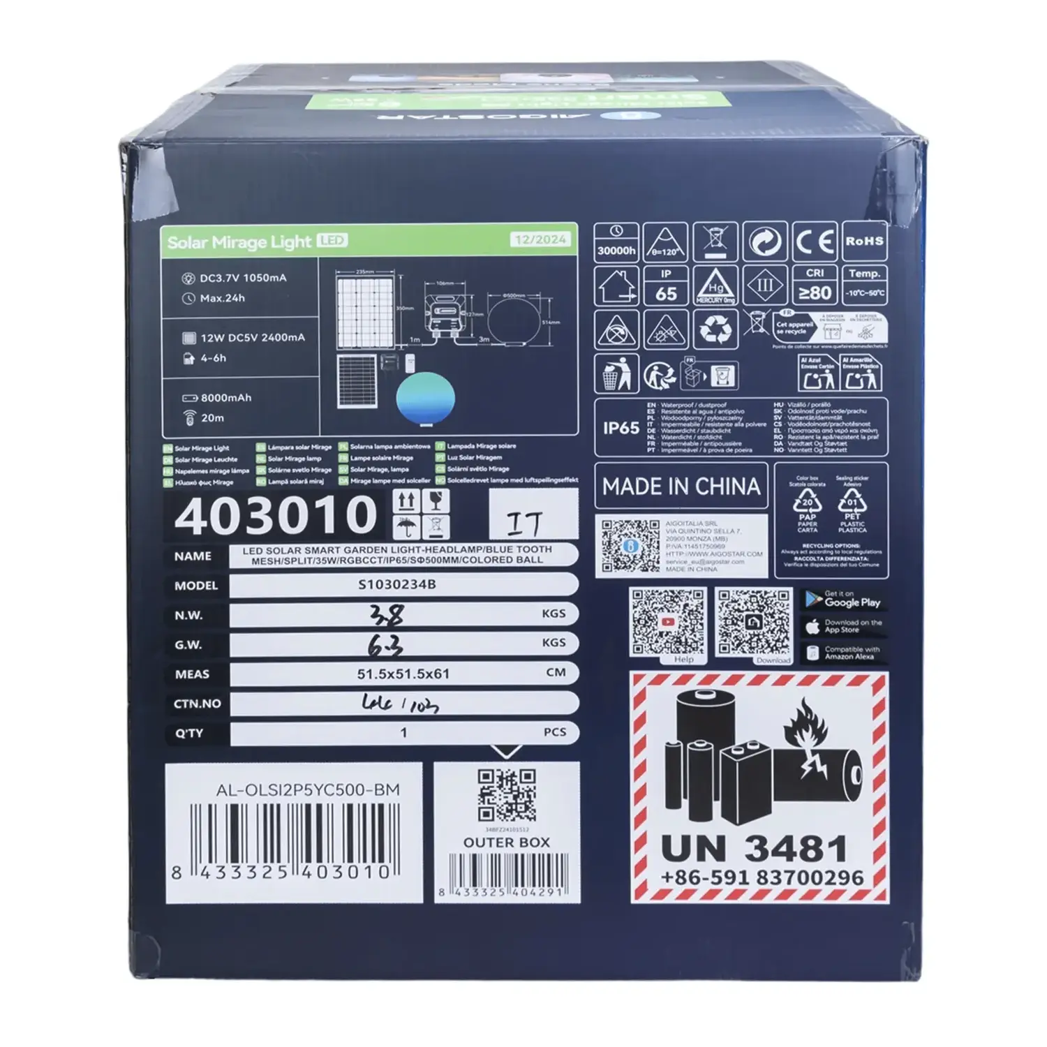 immagine Lampada da terra solare smart Mirage con rete Bluetooth, 35W RGBCCT