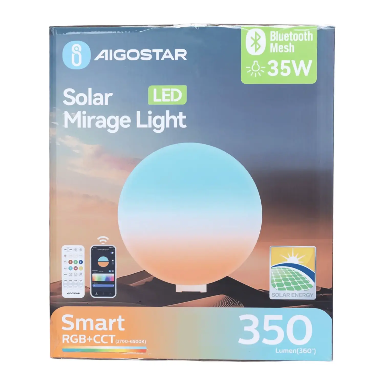 immagine Lampada da terra solare smart Mirage con rete Bluetooth, 35W RGBCCT