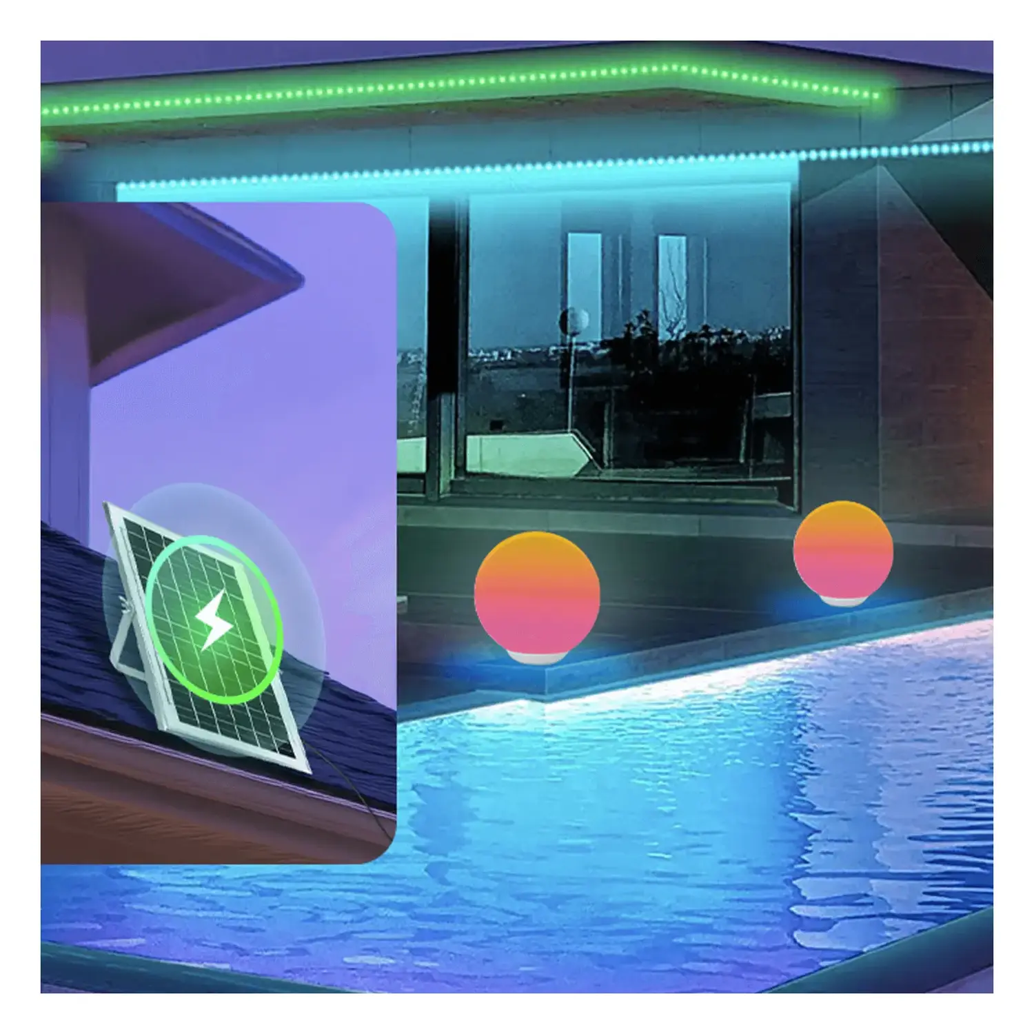 immagine Lampada da terra solare smart Mirage con rete Bluetooth, 35W RGBCCT