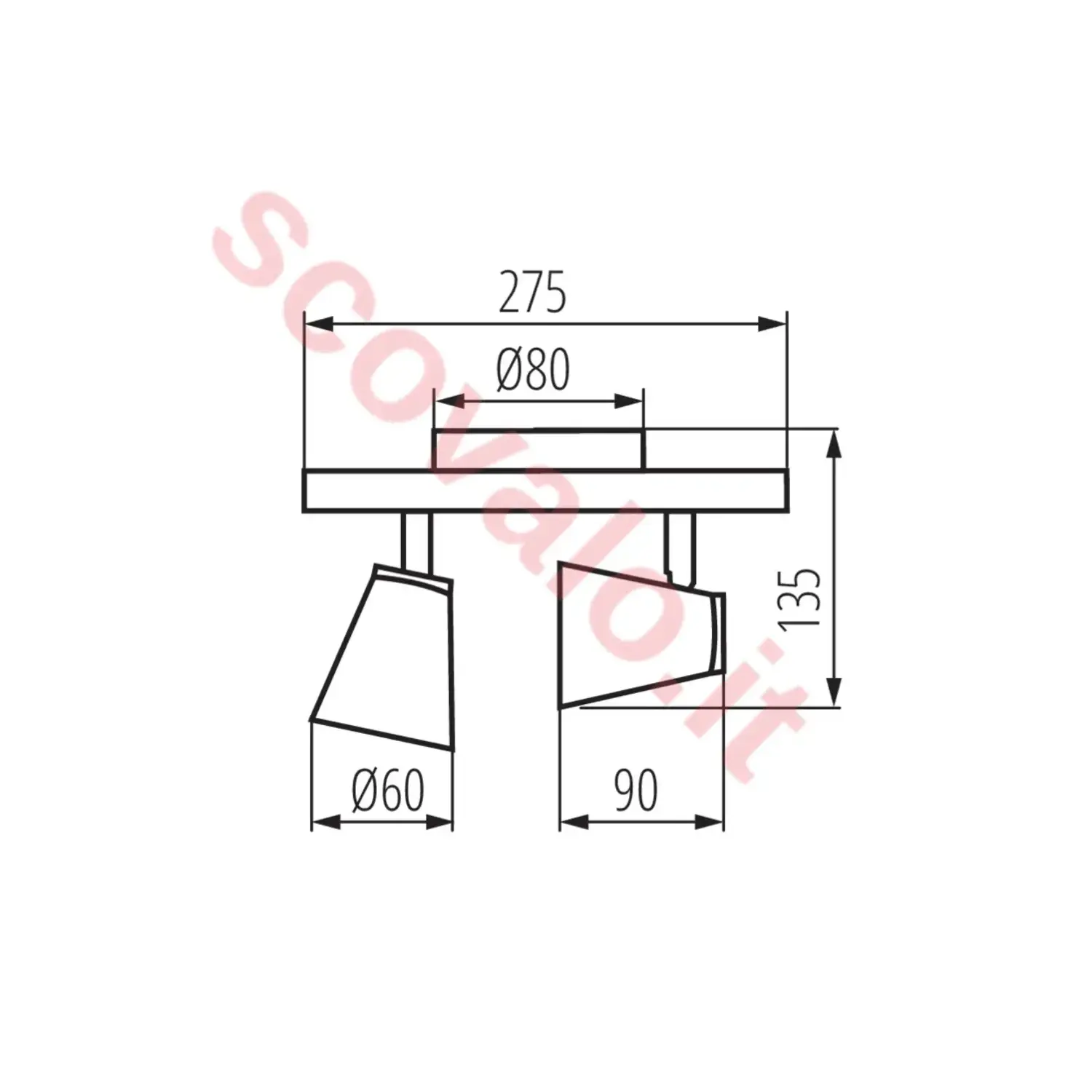 immagine lampada faretto parete soffitto enali gu10 nero 2 luci orientabile