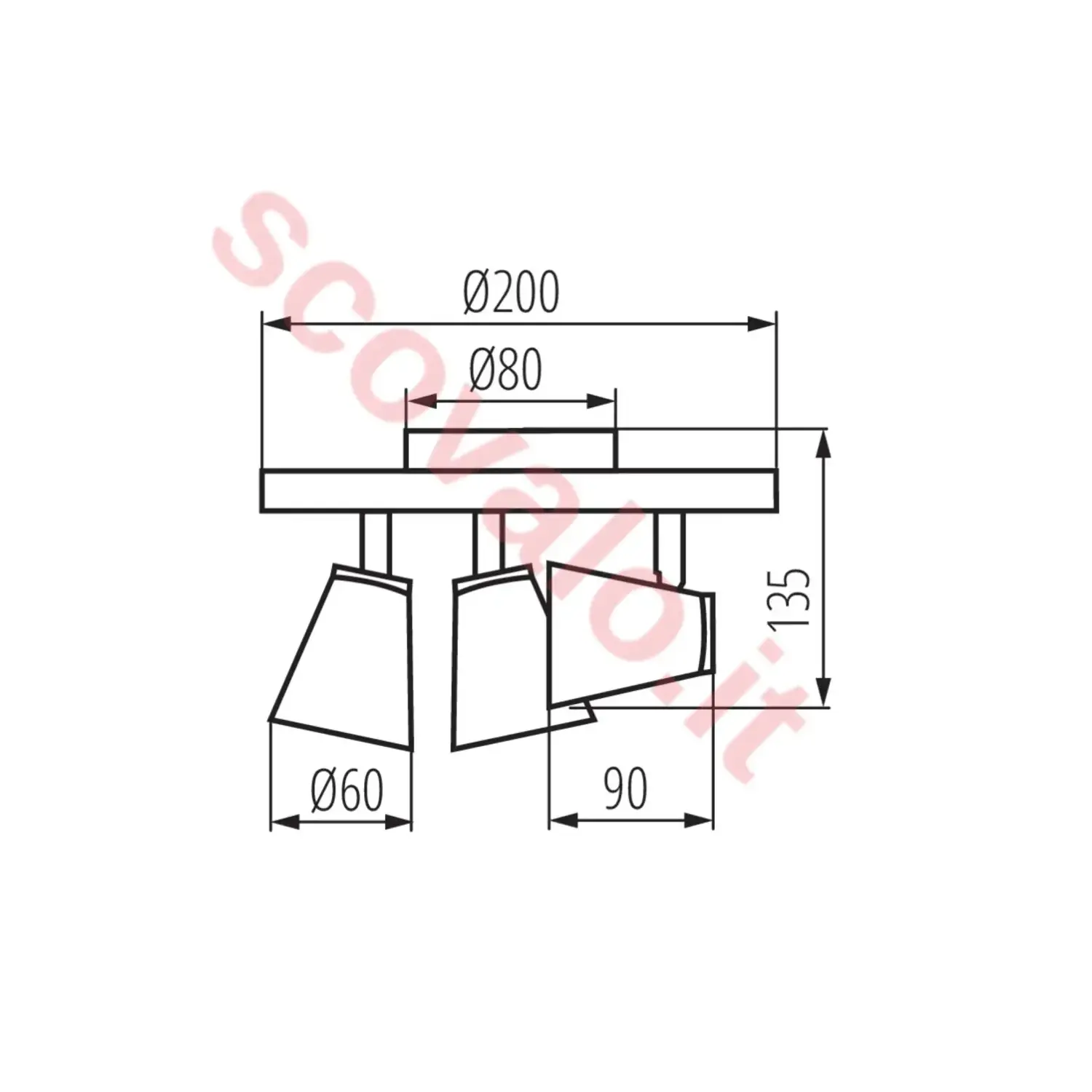 immagine lampada faretto parete soffitto enali bianco 3 luci tondo orientabile