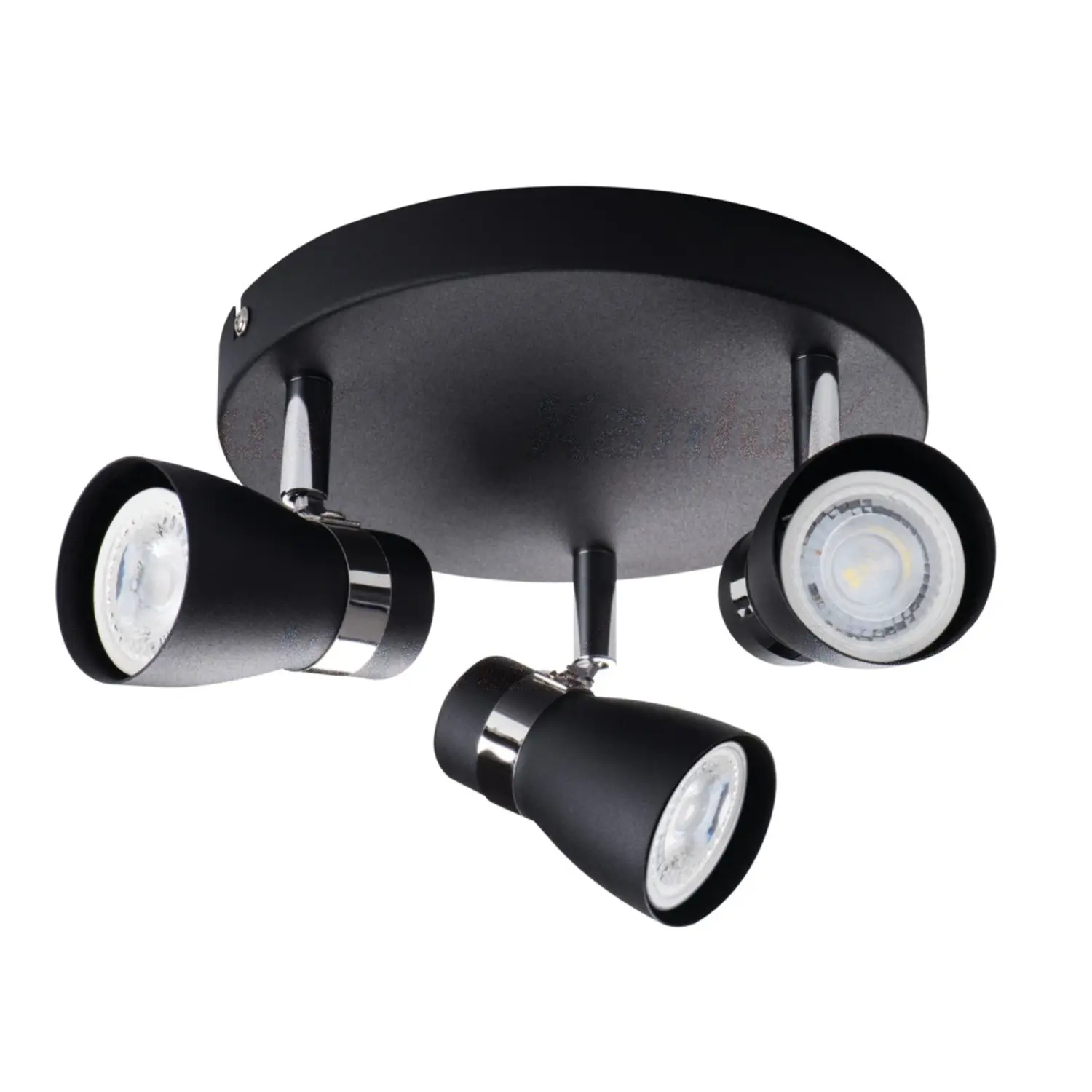 immagine del prodotto lampada faretto parete soffitto enali gu10 nero 3 luci tondo orientabile