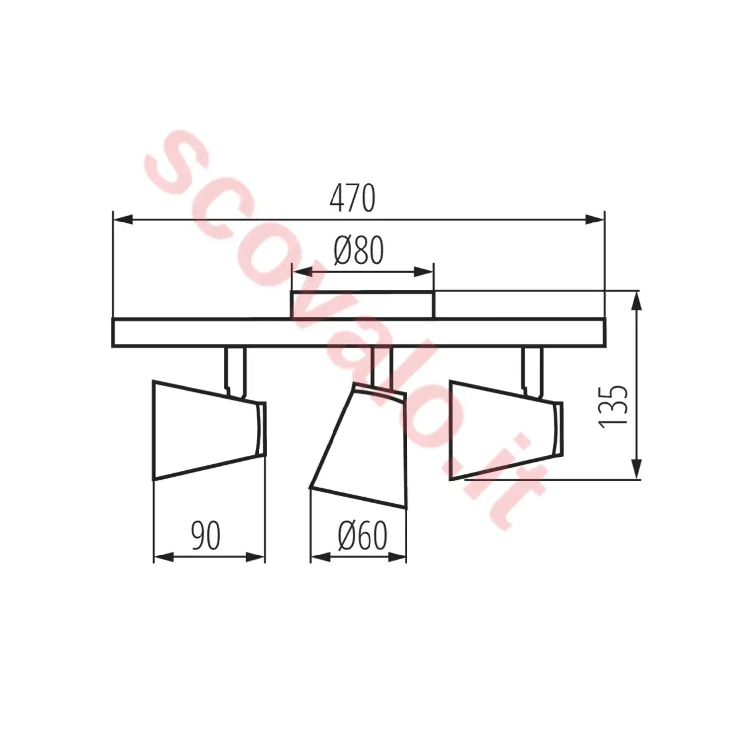 immagine lampada faretto parete soffitto enali bianco 3 luci orientabile